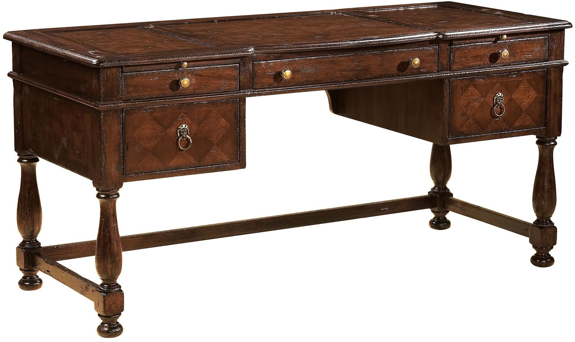 hekman writing desk From our havana collection, this writing desk is constructed with mahogany solids and veneers and features diamond match mahogany veneer on the sides surrounded by solid mahogany bands the heavily distressed, antique finish desk has four drawers with wire management, a pull-out work surface above the left and right top drawers, a drop. hekman writing desk From our havana collection, this writing desk is constructed with mahogany solids and veneers and features diamond match mahogany veneer on the sides surrounded by solid mahogany bands the heavily distressed, antique finish desk has four drawers with wire management, a pull-out work surface above the left and right top drawers, a drop.