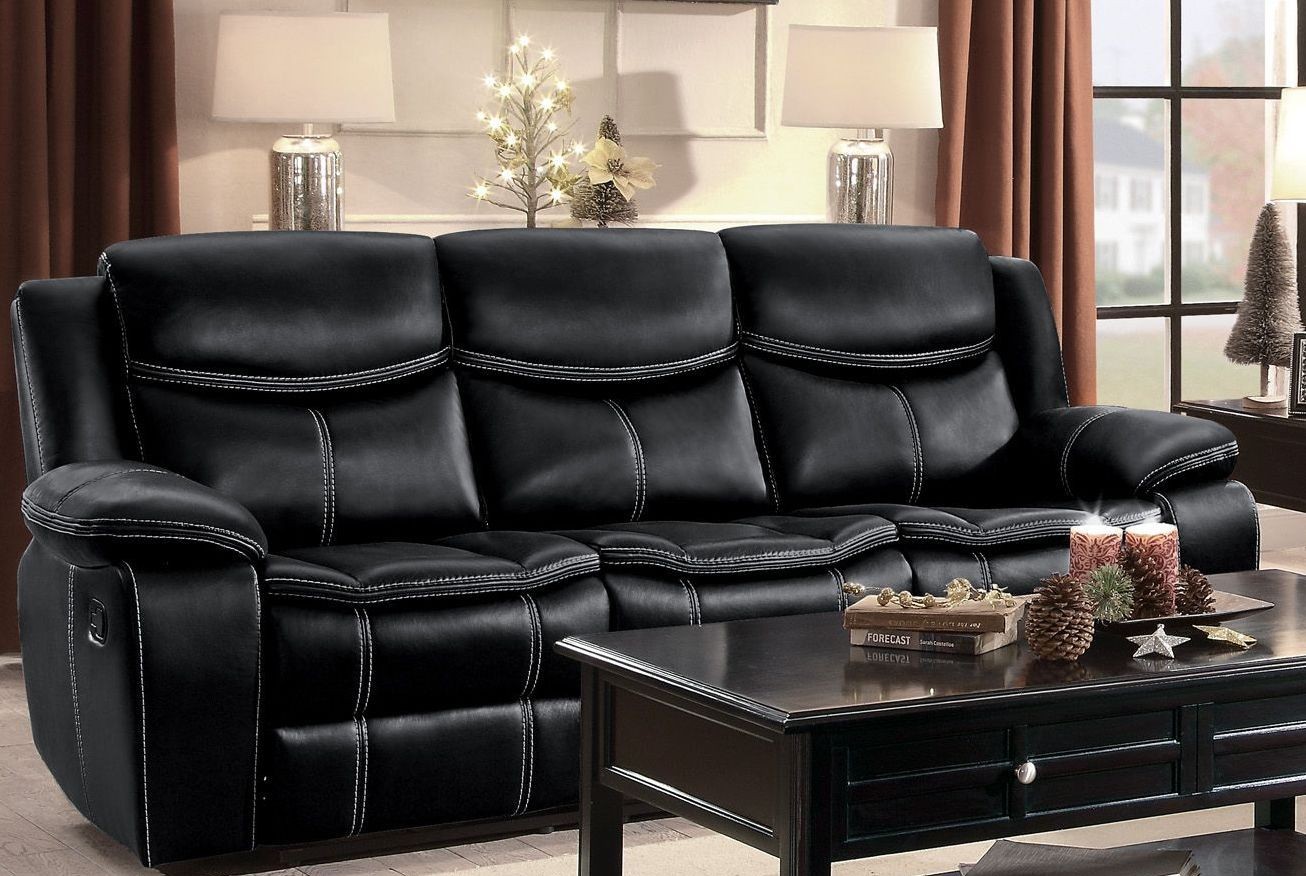 Bastrop Black Double Reclining Sofa from Homelegance Coleman Furniture