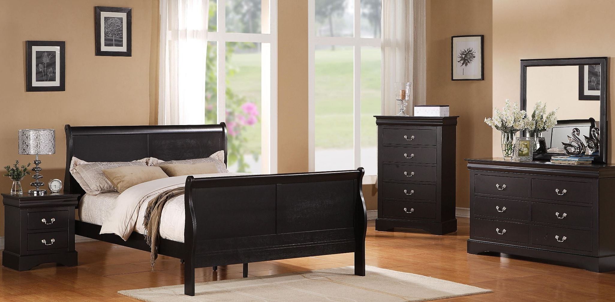 Lewiston Black Sleigh Bedroom Set from Standard Furniture ...