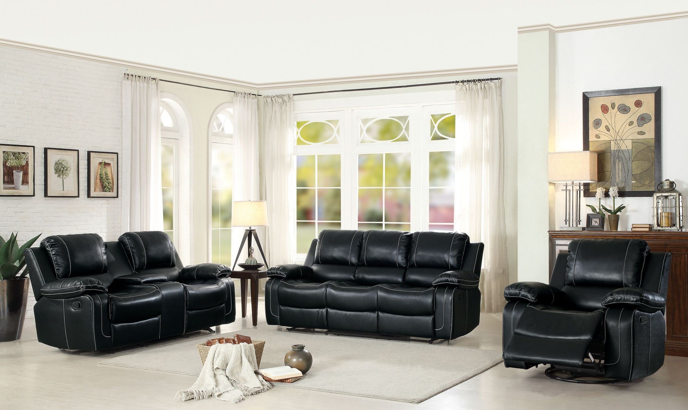 Oriole Black Double Reclining Living Room Set from Homelegance