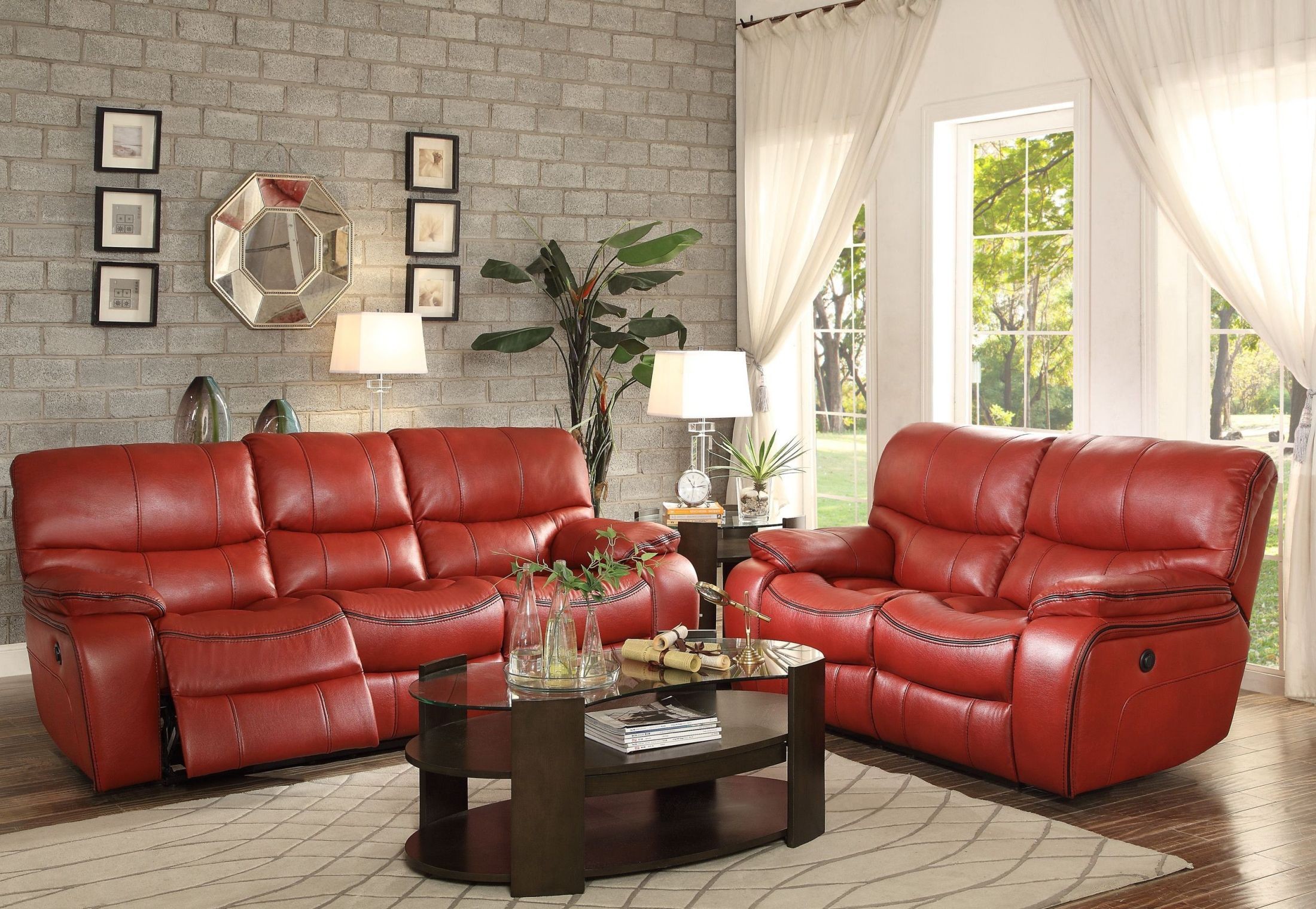 Pecos Red Power Double Reclining Loveseat from Homelegance Coleman Furniture