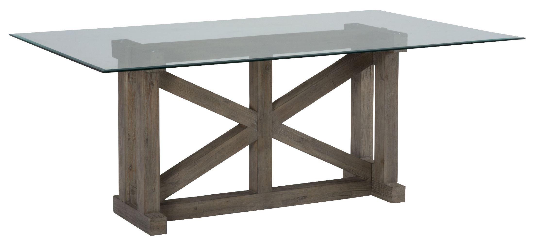 Hampton Sandblasted Glass Top Trestle Dining Table, 87278B78GKT, Jofran