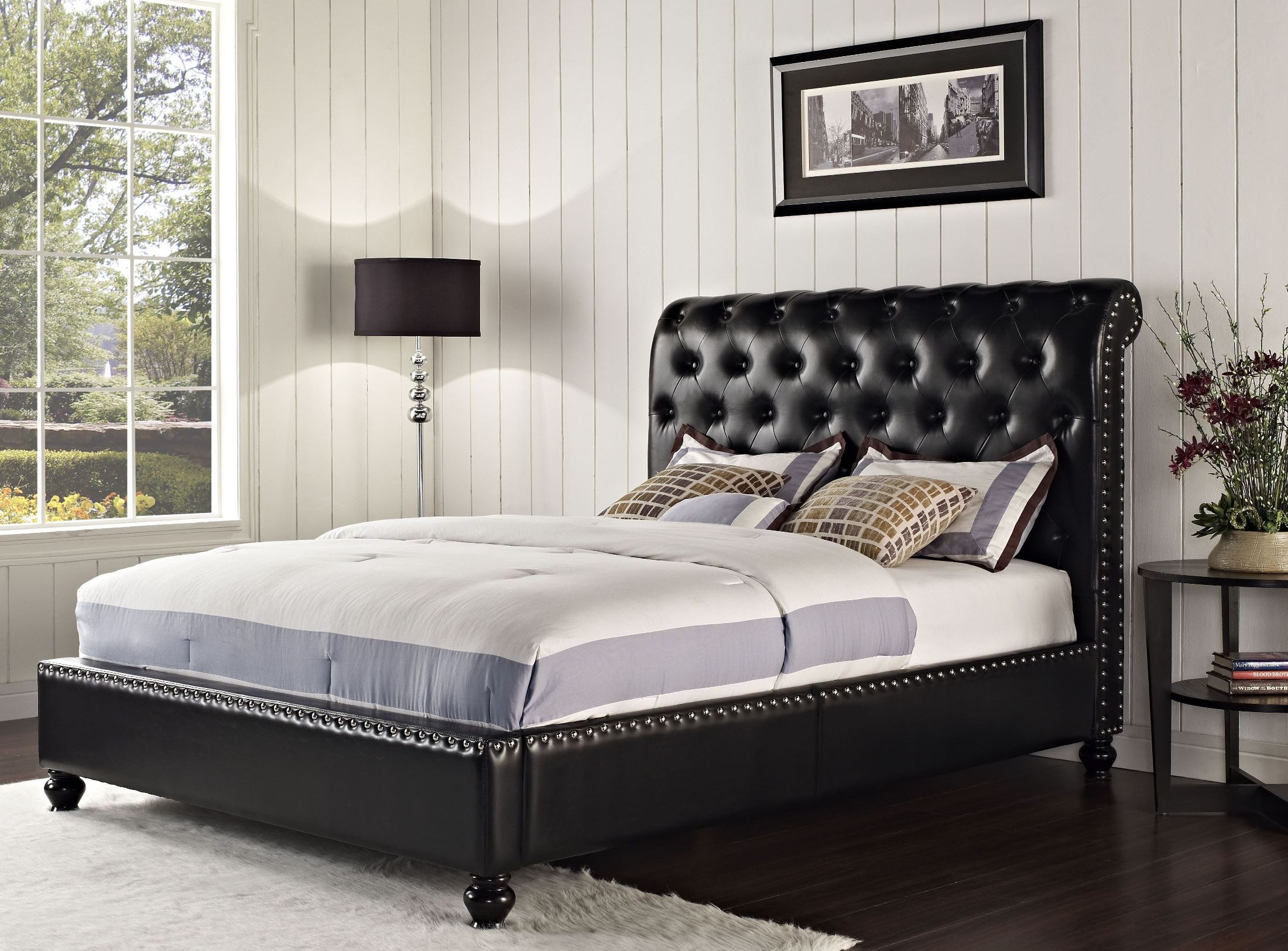 Stanton Bed-N-Box Black Queen Upholstered Bed from ...