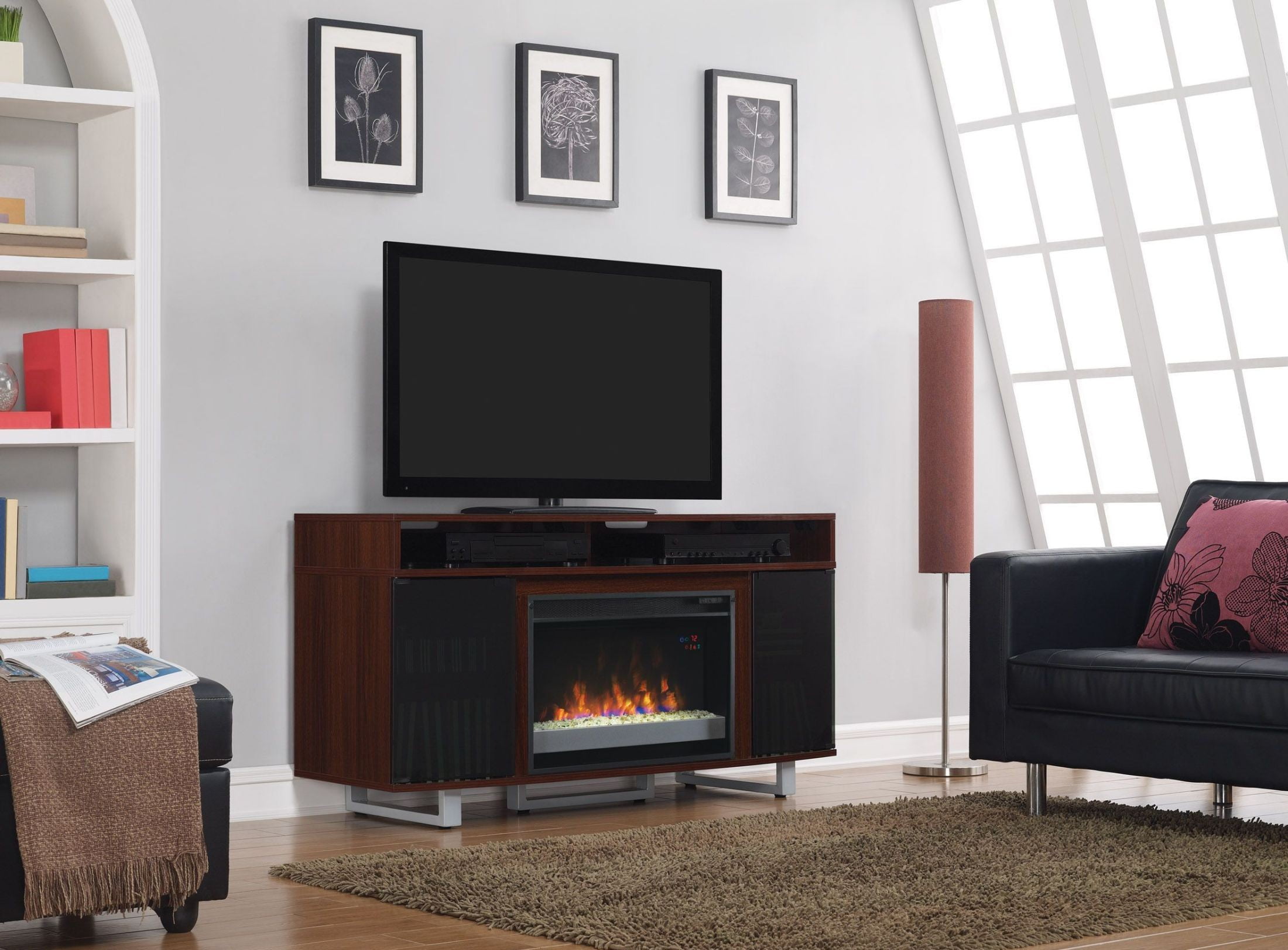 ClassicFlame High Gloss Cherry Enterprise Lite TV Stand with 26