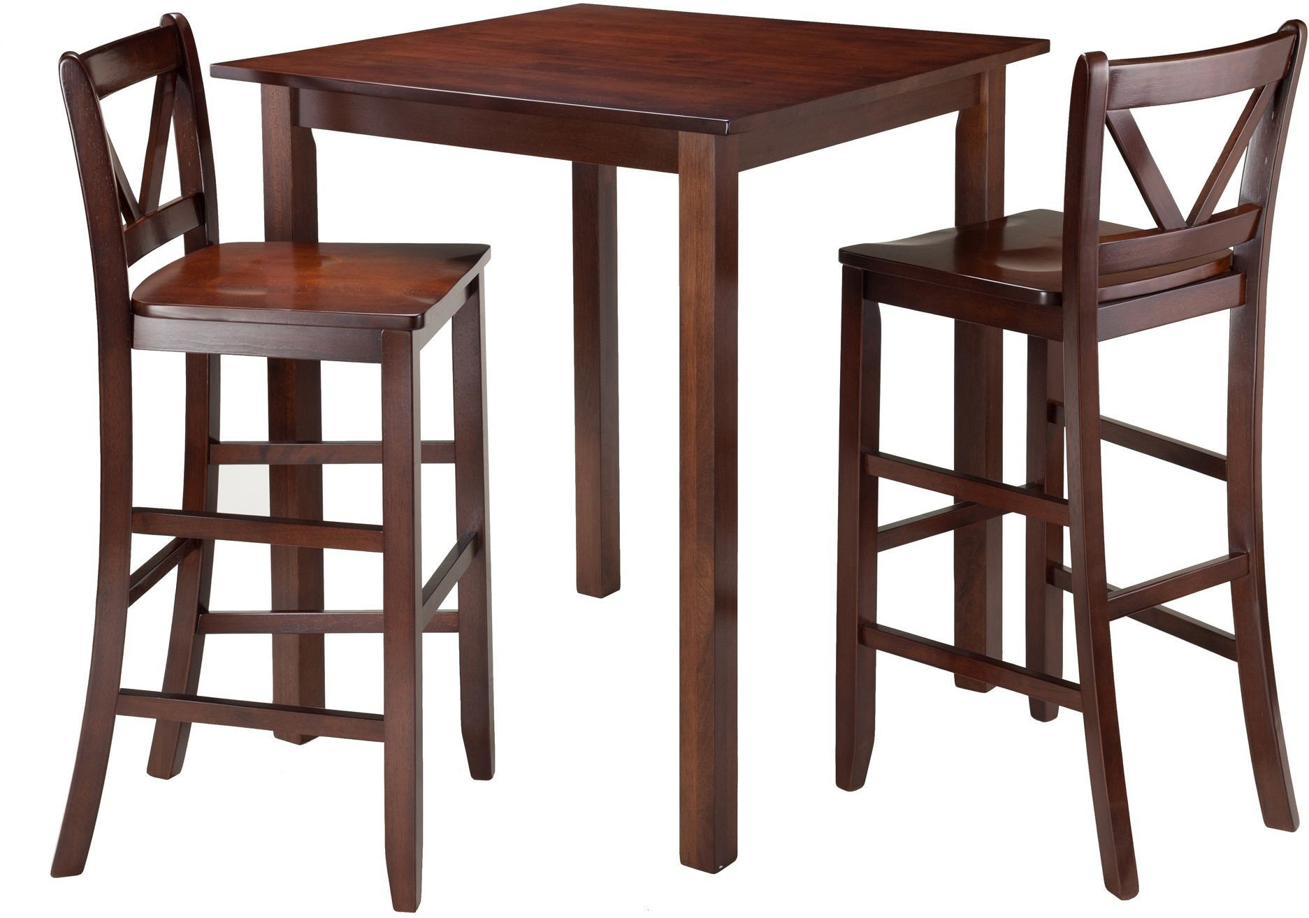 Parkland Walnut 3 Piece Counter Height Dining Set with 2 VBack Bar