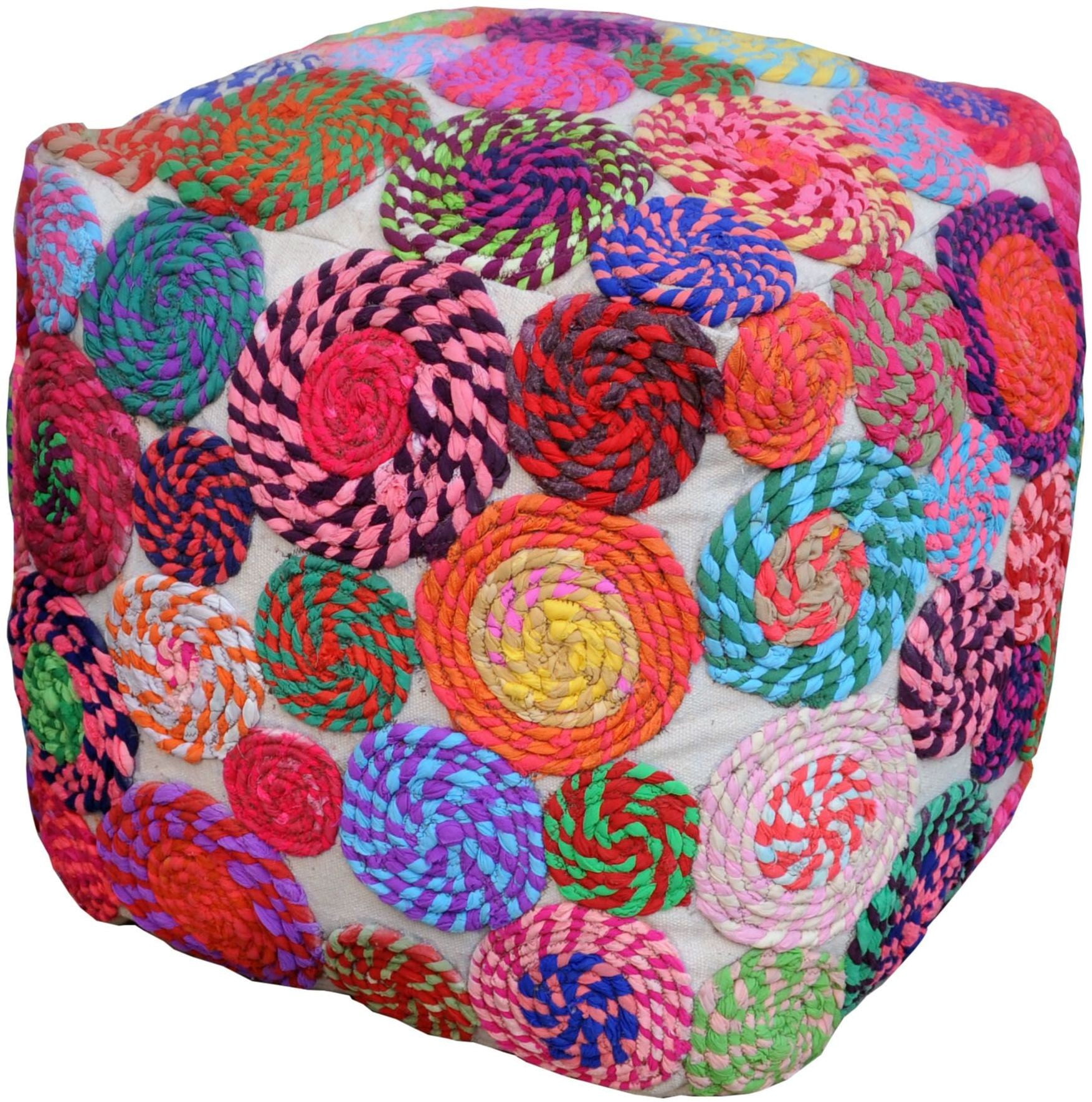 Republic MultiColor Cotton Square Pouf Ottoman from Acme Coleman