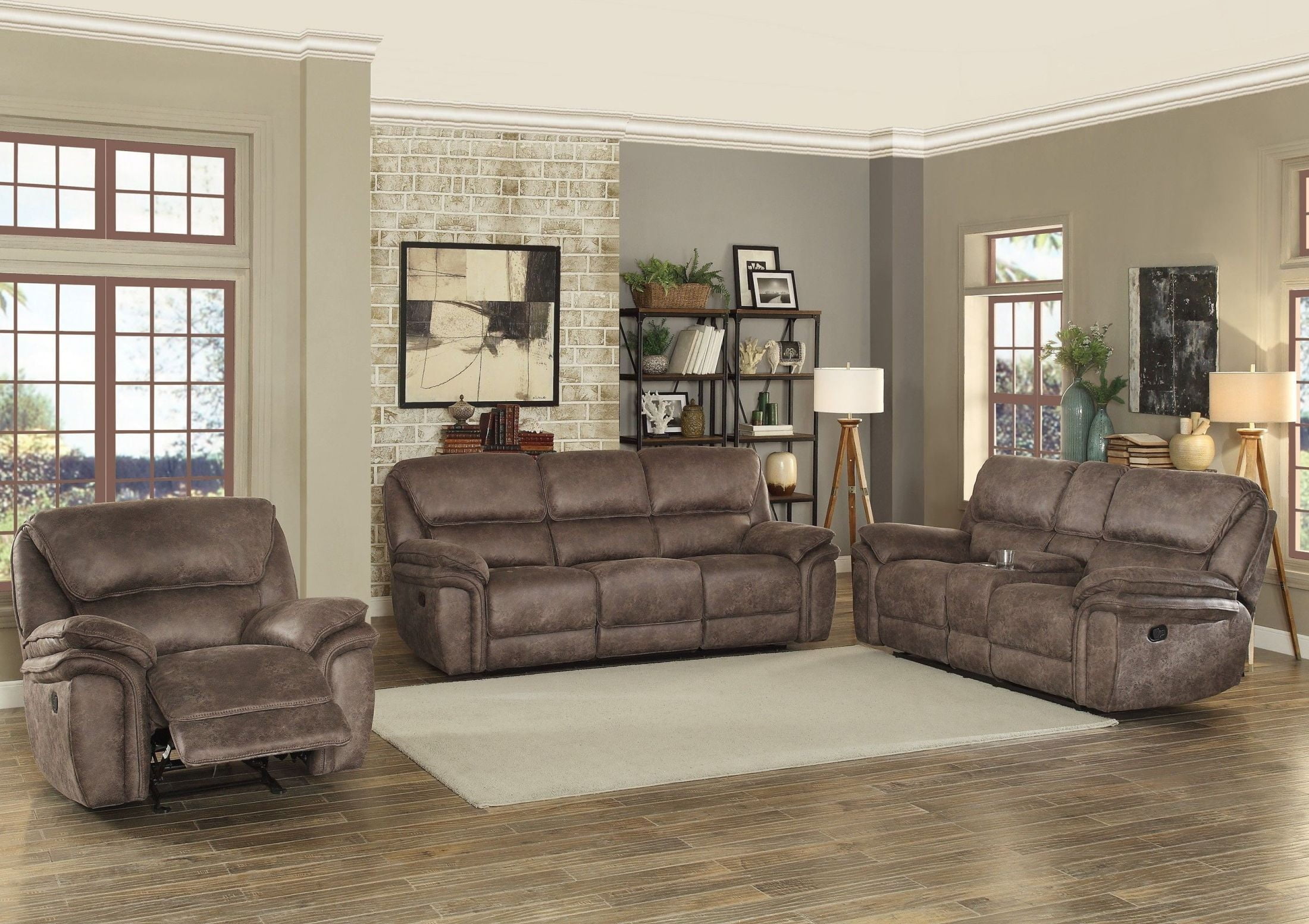 Hadden Dark Brown Double Reclining Living Room Set from ...