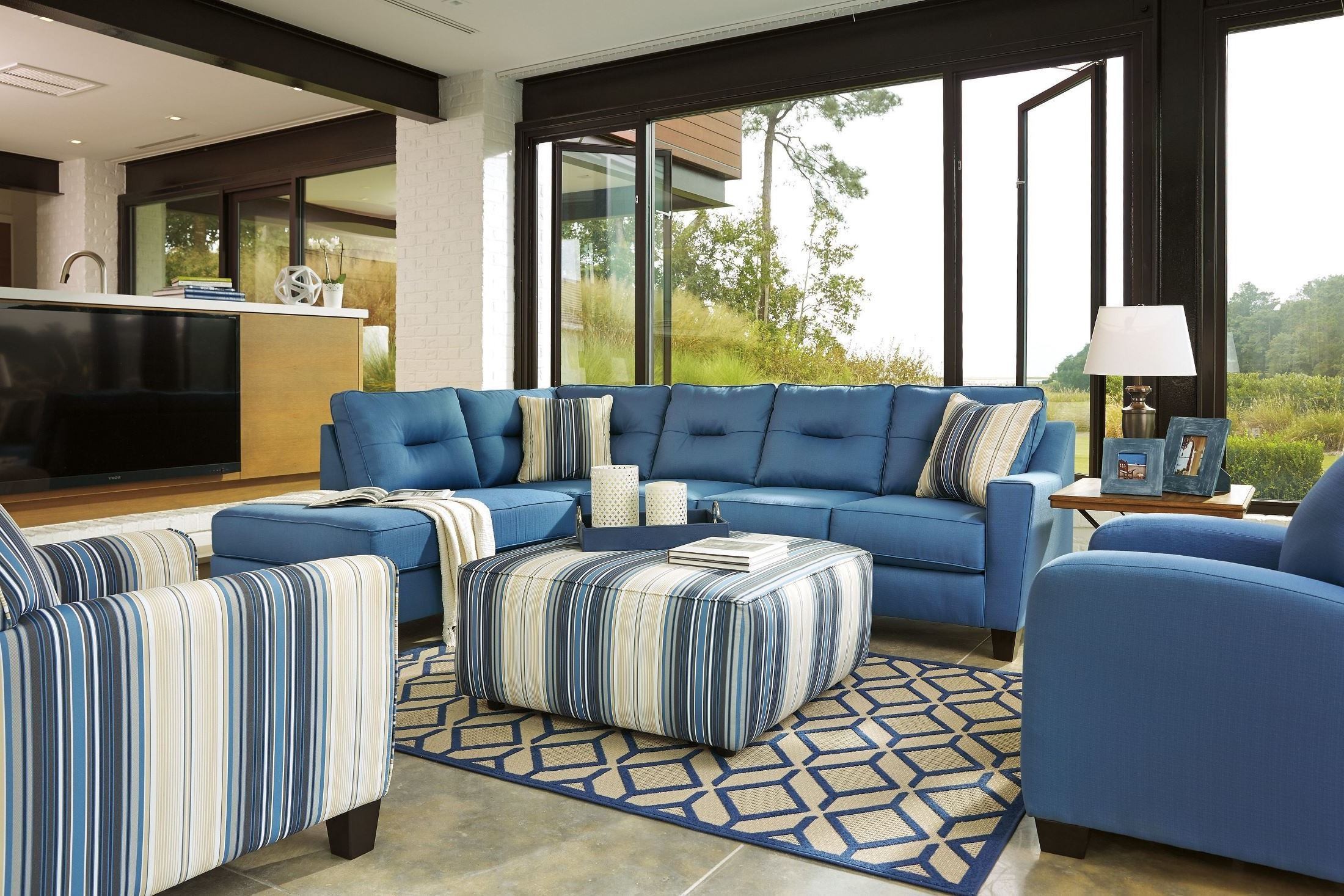 Kirwin Nuvella Blue LAF Sectional from Ashley Coleman Furniture