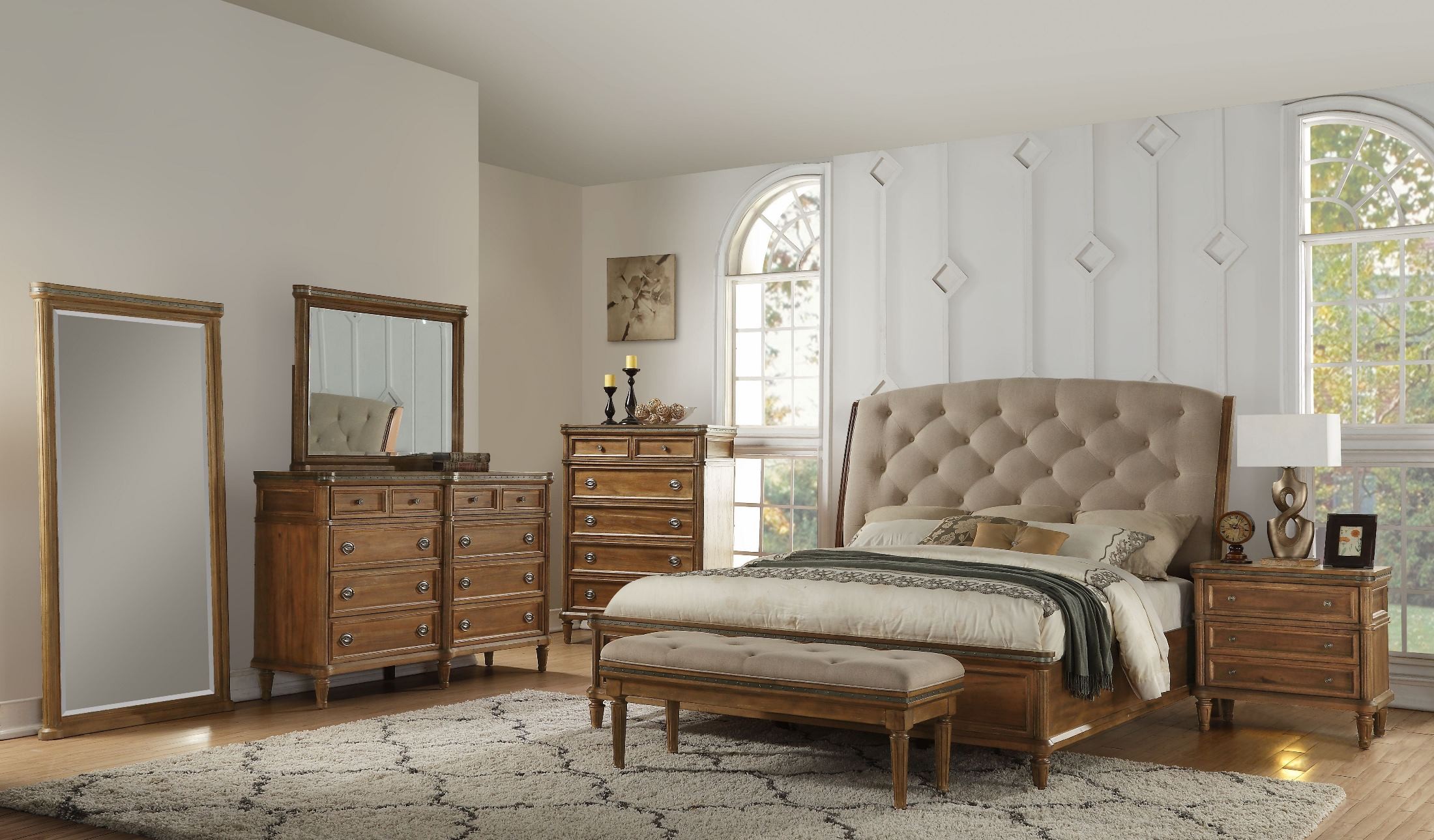 bedrooms with distressed furniture