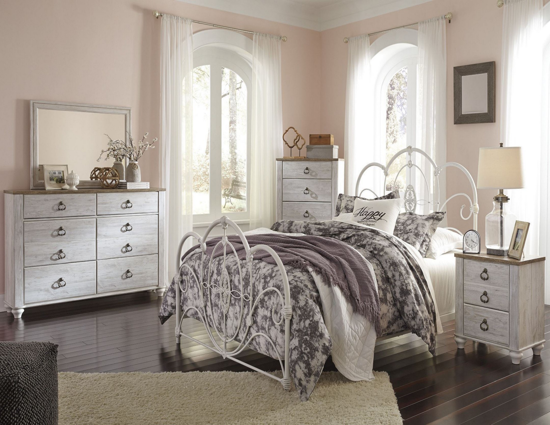 Loriday Aged White Metal Bedroom Set from Ashley Coleman Furniture