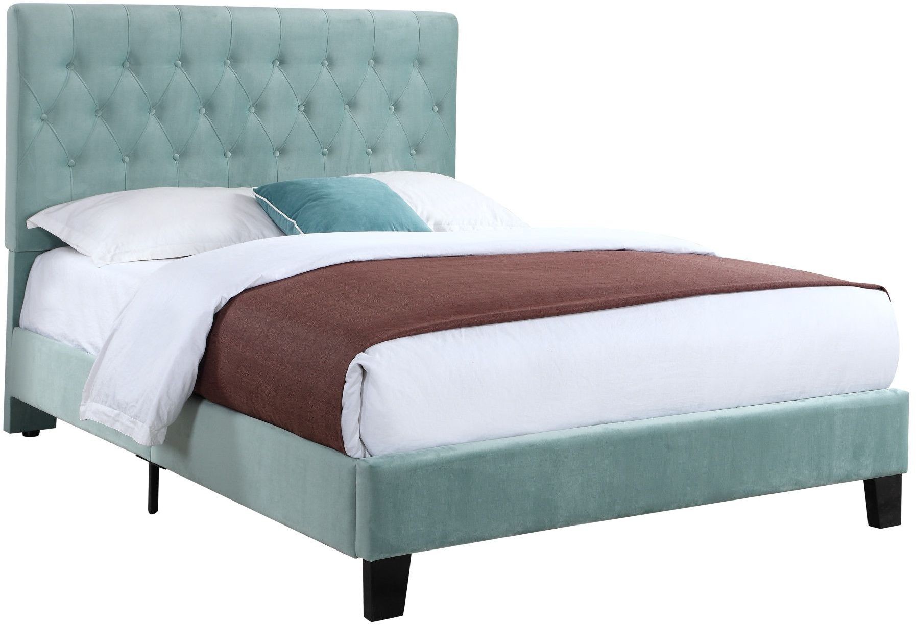 Amelia Light Blue King Upholstered Panel Bed from Emerald Home