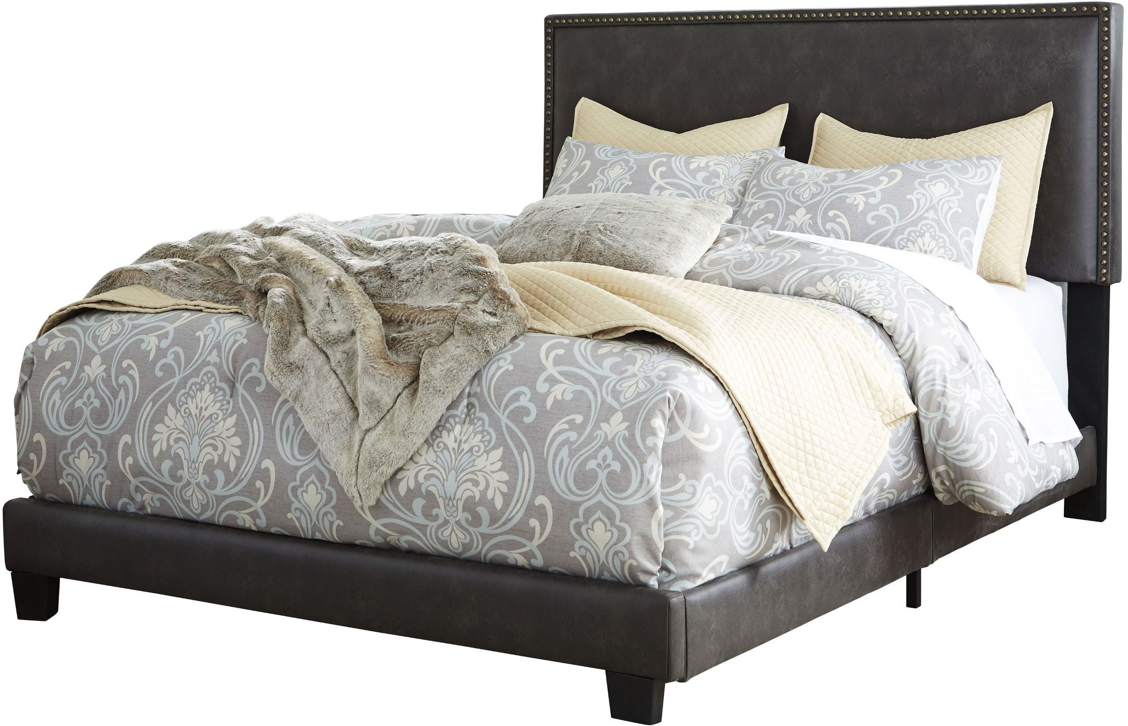 Dolante Grayish Brown Queen Upholstered Platform Bed from Ashley