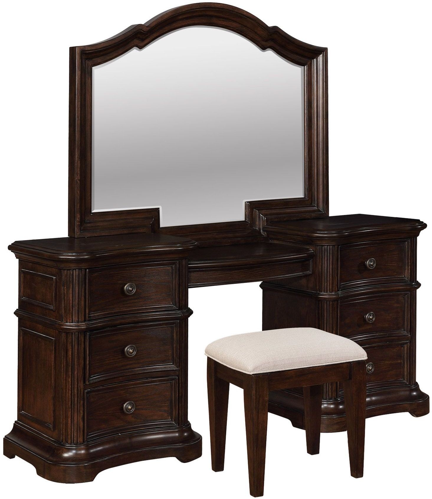 Key City Rich Dark Brown 6 Drawer Vanity from Avalon ...
