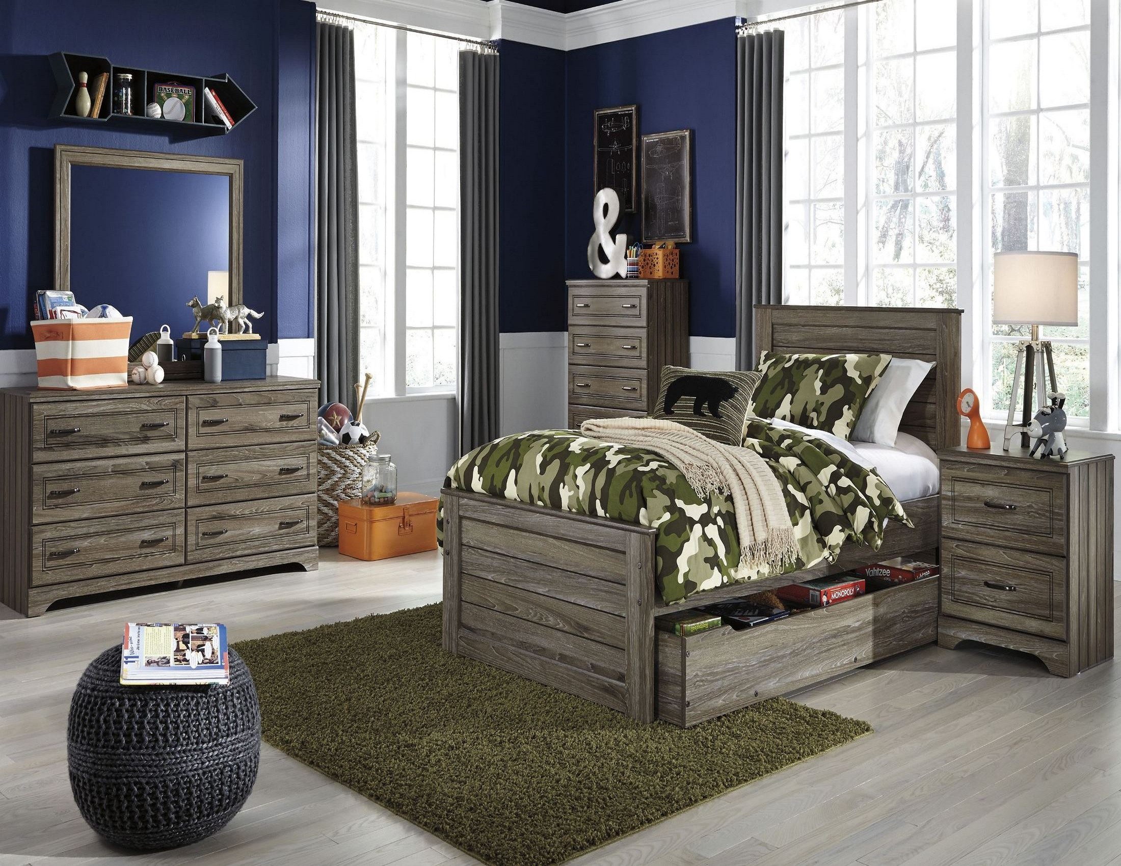 Javarin Grayish Brown Youth Trundle Panel Bedroom Set from Ashley
