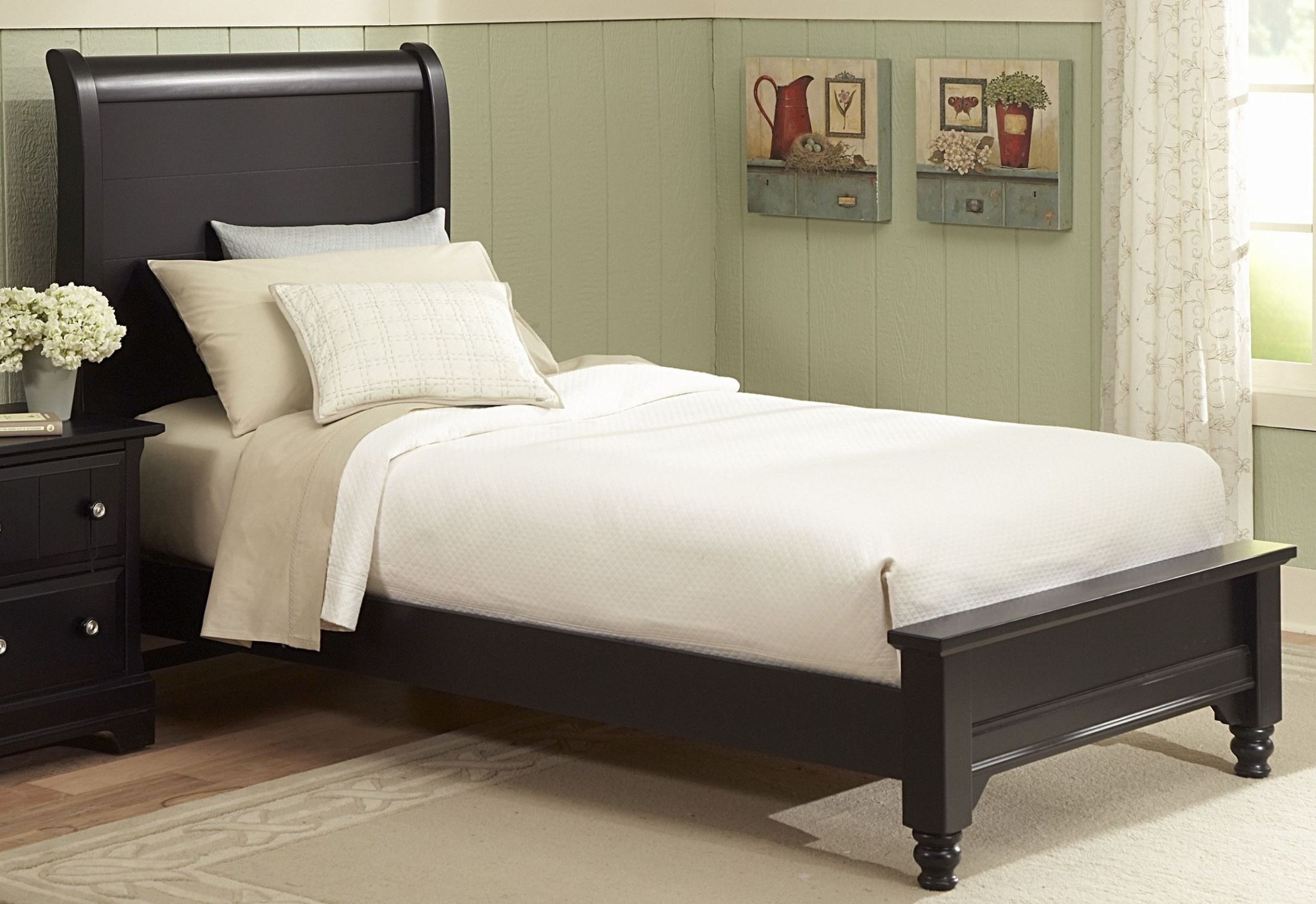 The Cottage Collection Black Twin Sleigh Platform Bed from Vaughn