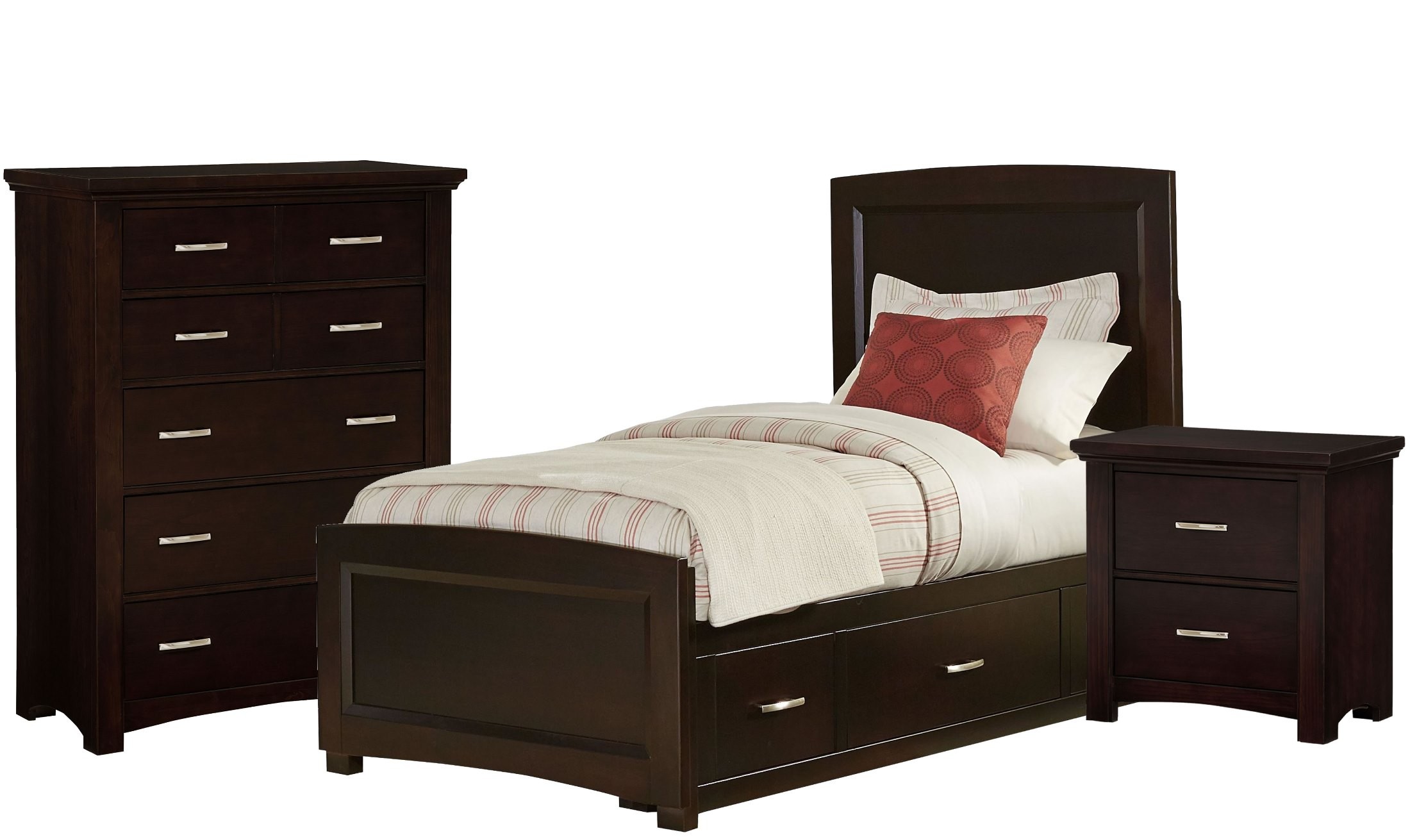 Transitions Merlot Youth Two Side Storage Panel Bedroom ...