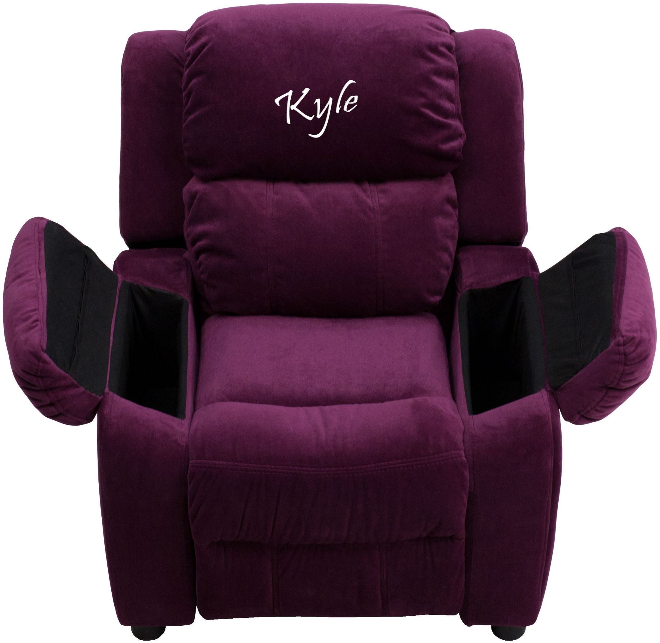 Personalized Deluxe Padded Purple Kids Recliner with Embroidered