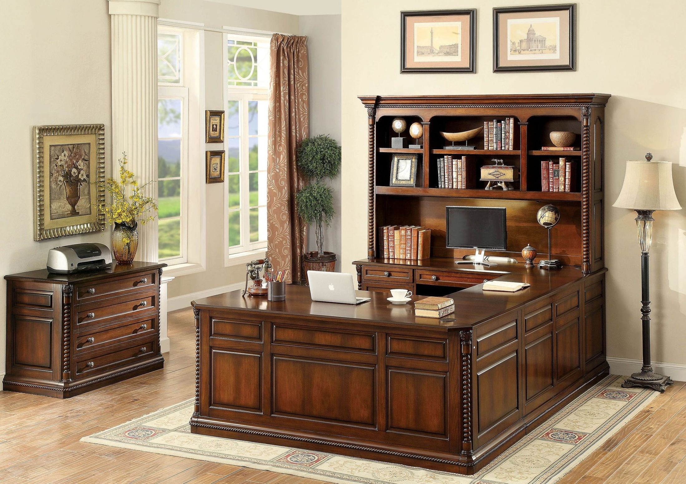 Lavinia Dark Oak Home Office Set from Furniture of America Coleman Furniture