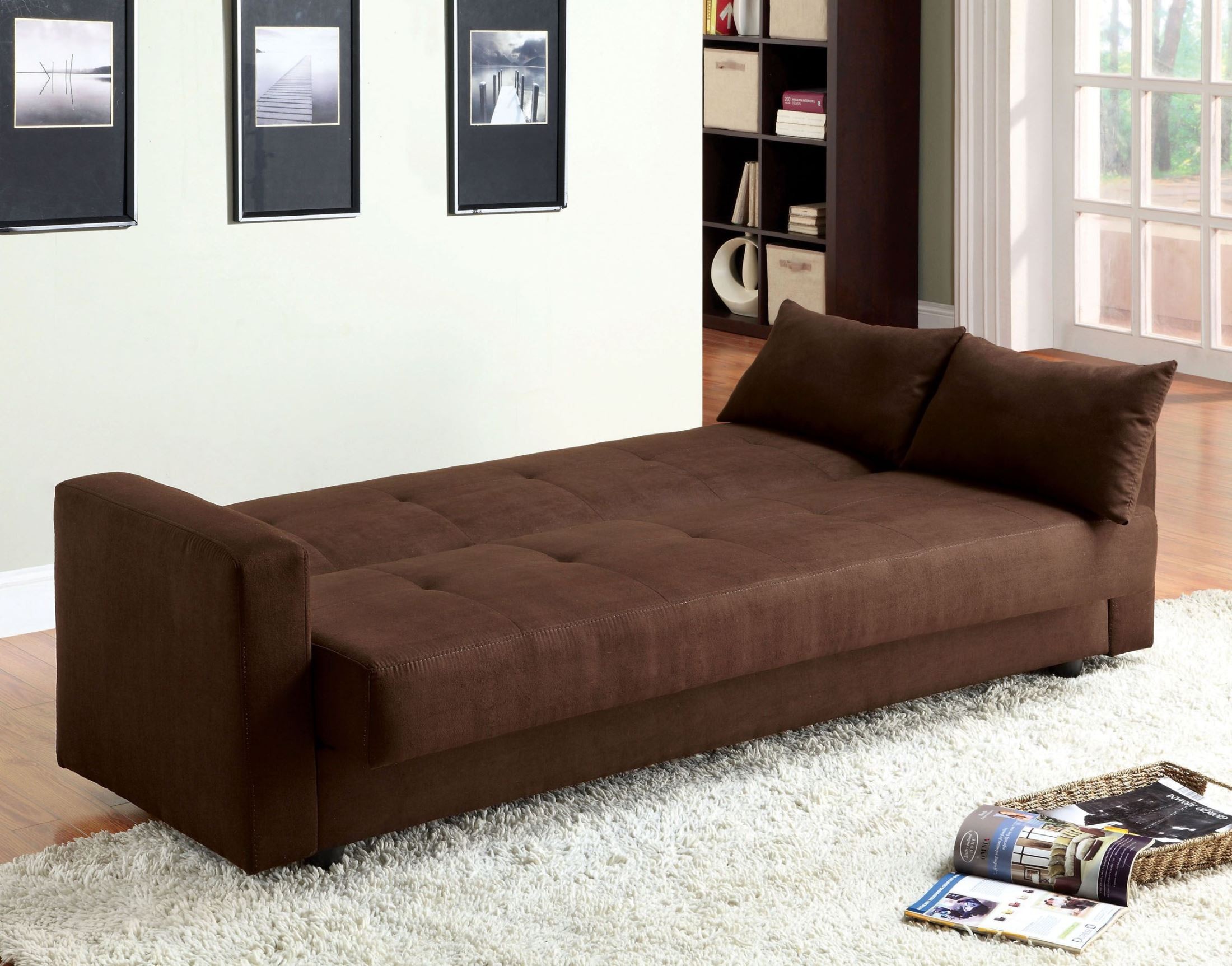 Jansen Microfiber Futon Storage Sofa from Furniture of America (CM2804