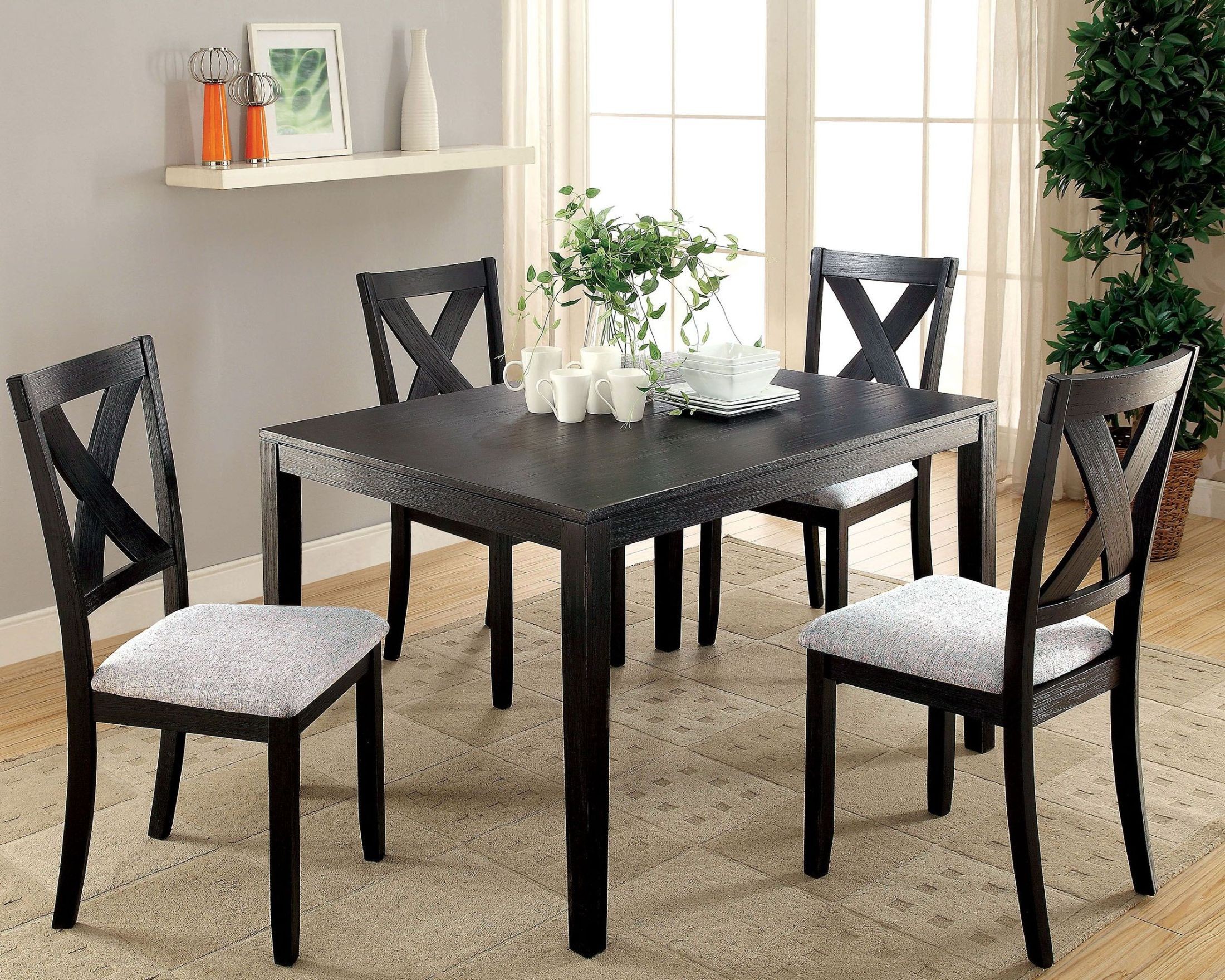 Glenham Distressed Black 5 Piece Dining Set from Furniture of America