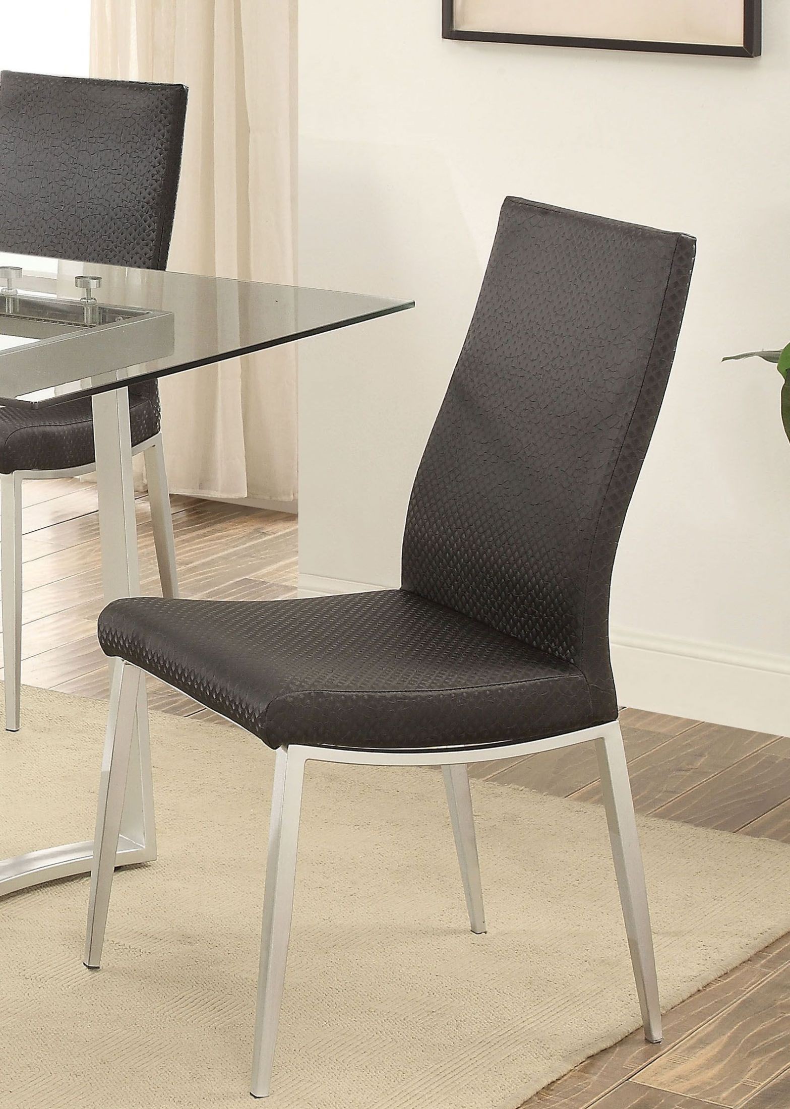 Miriam Silver and Black Extendable Rectangular Dining Room Set from