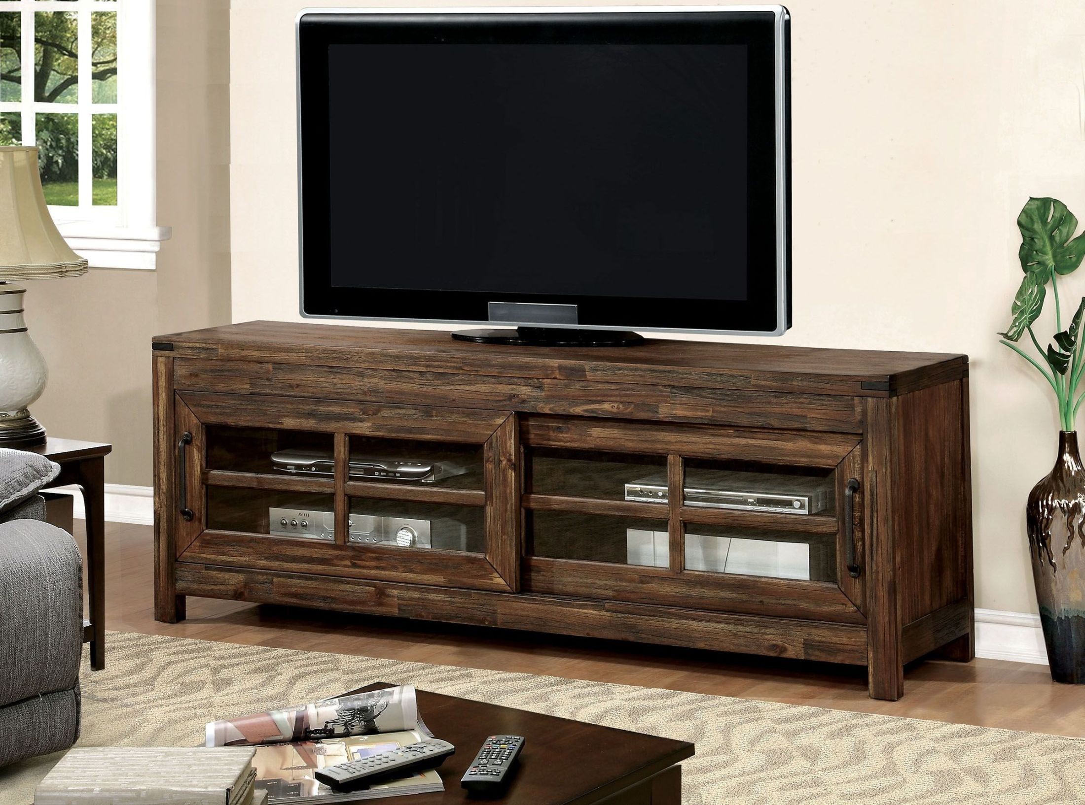 Hopkins Oak 72" TV Console from Furniture of America Coleman Furniture