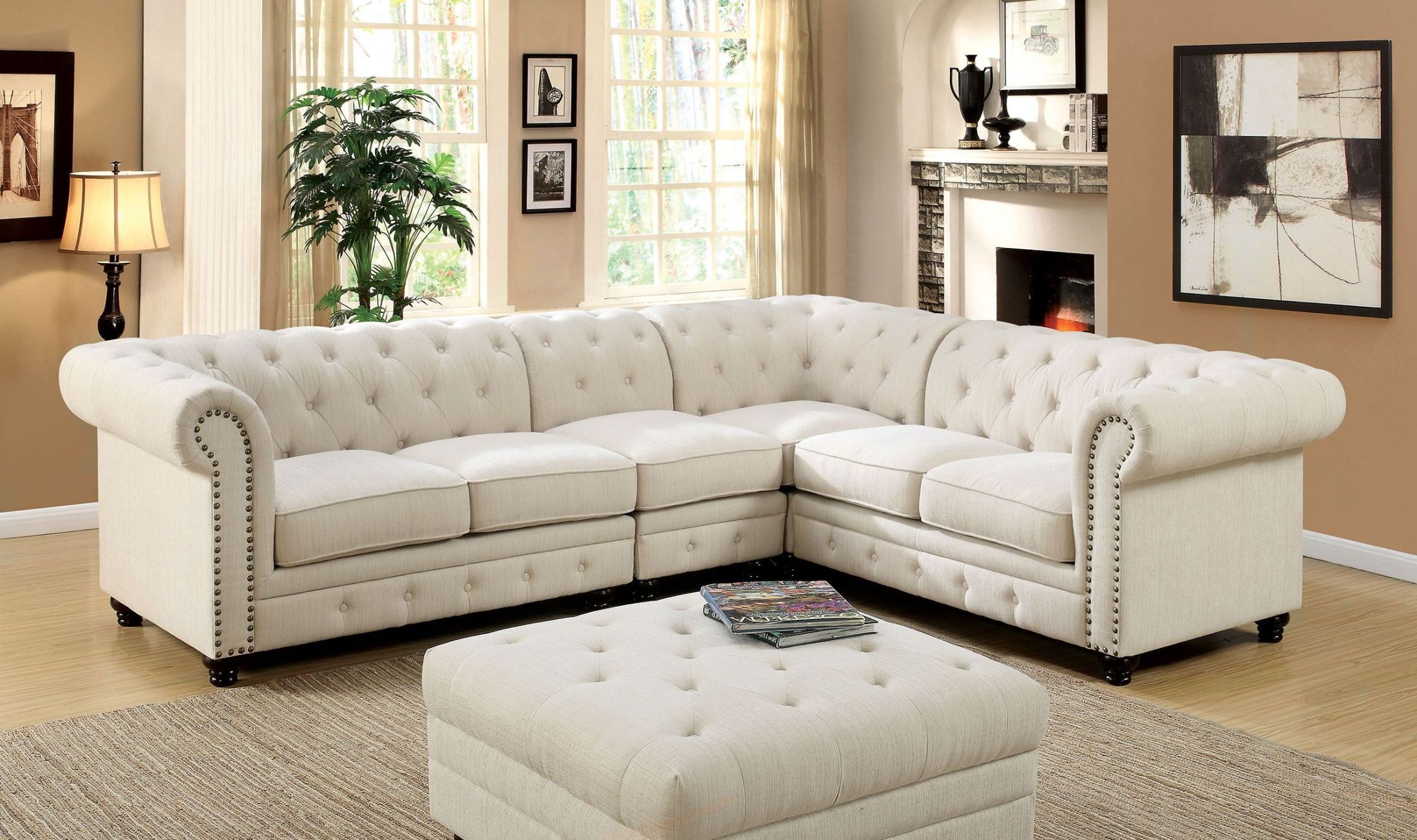Stanford II Ivory Small Sectional from Furniture of America Coleman