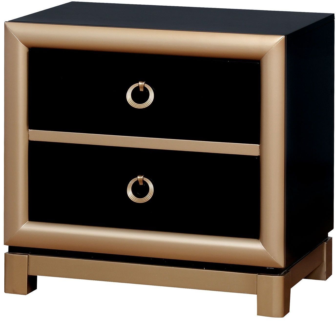 Braunfels Black and Gold Night Stand from Furniture of America