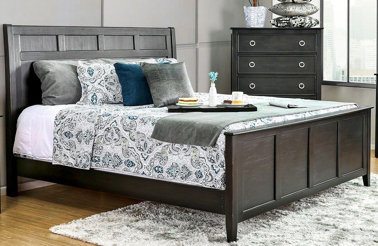 Arabelle Wire Brushed Black Cal.King Panel Bed from Furniture of