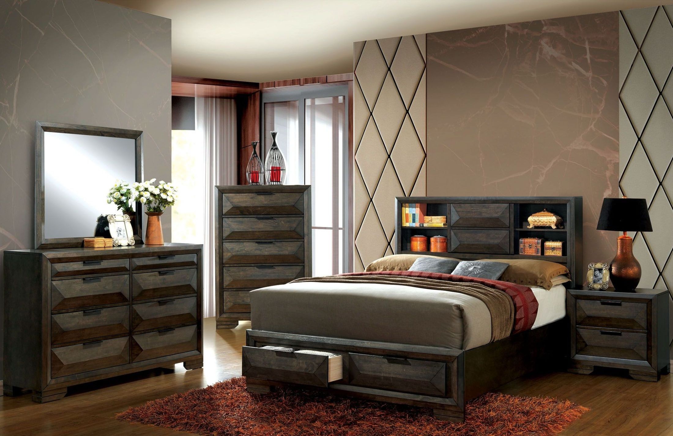 Nikomedes Espresso Cal.King Platform Storage Bed from Furniture of