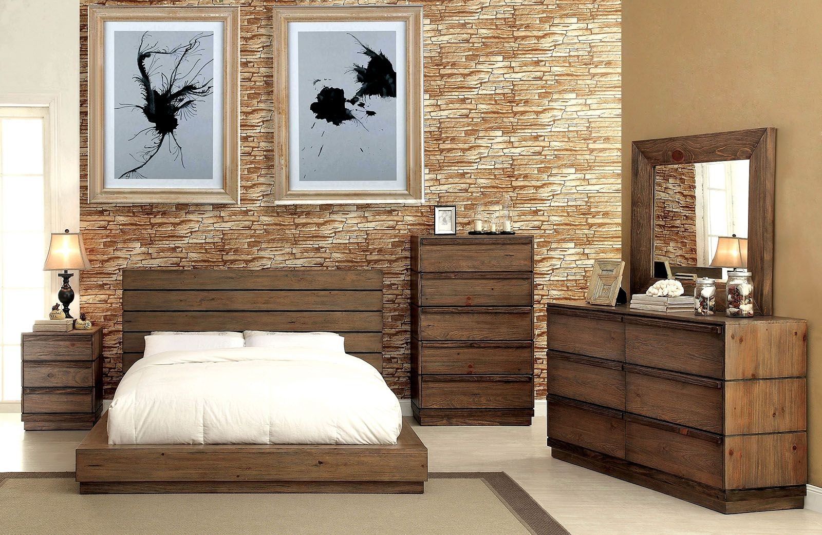 Coimbra Rustic Natural Bedroom Set from Furniture of ...