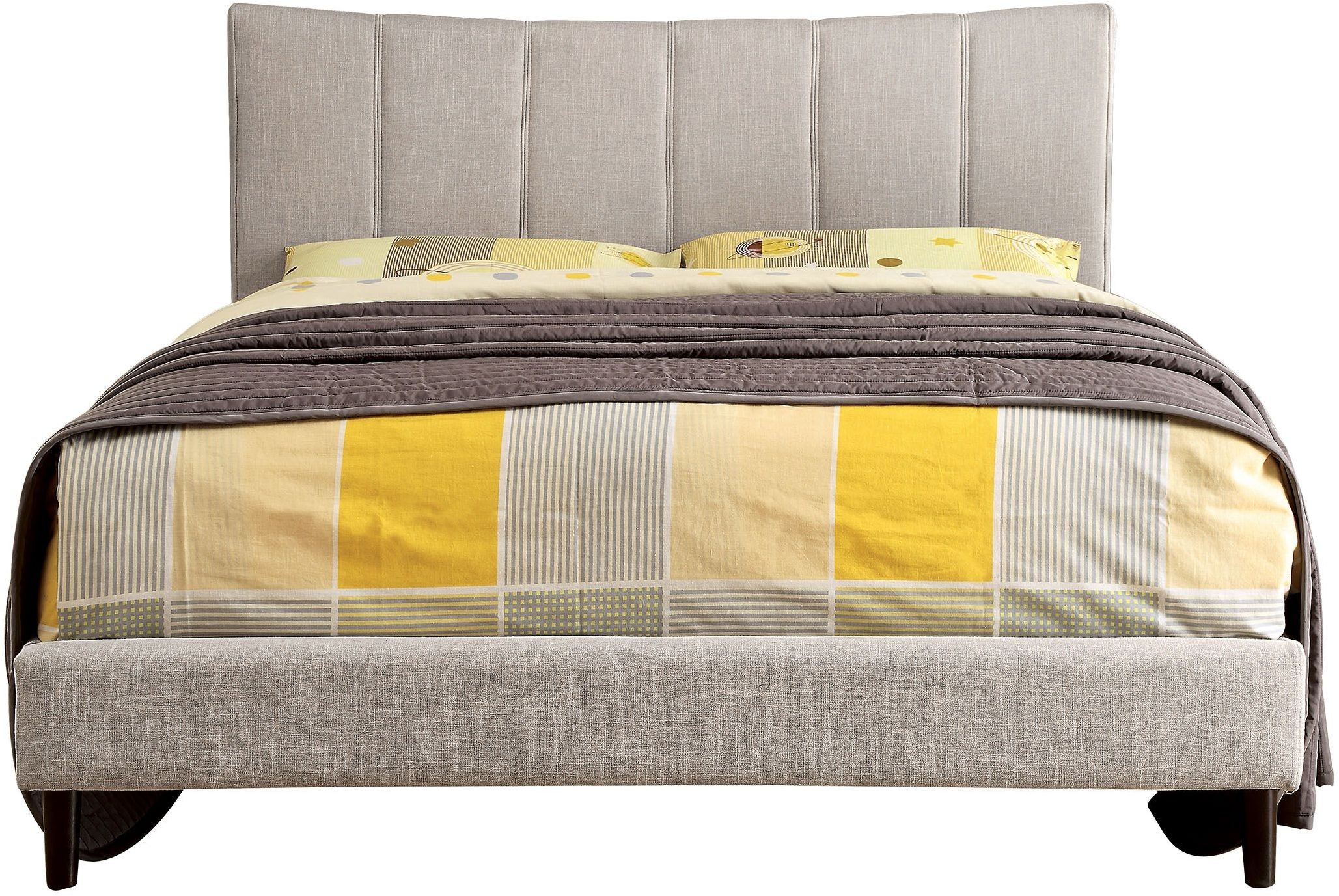 Ennis Beige Upholstered Twin Upholstered Panel Bed from Furniture of