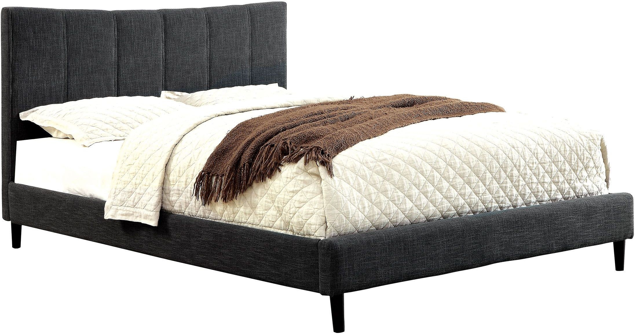 Ennis Dark Gray Queen Upholstered Panel Bed from Furniture of America