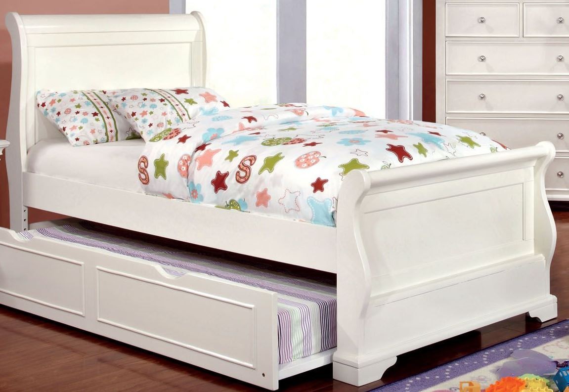 Mullan White Twin Sleigh Bed from Furniture of America (CM7944TBED