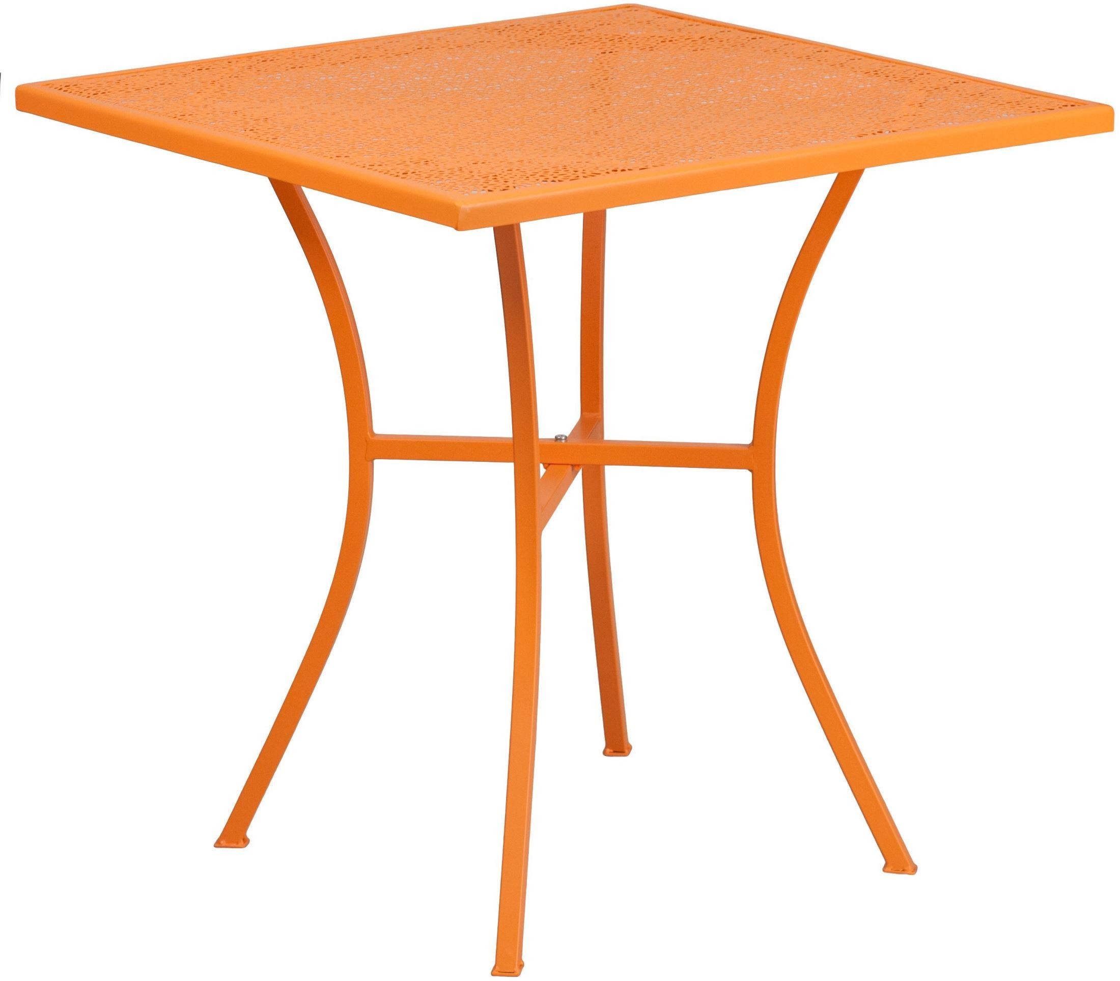 28" Square Orange IndoorOutdoor Steel Patio Table from Renegade