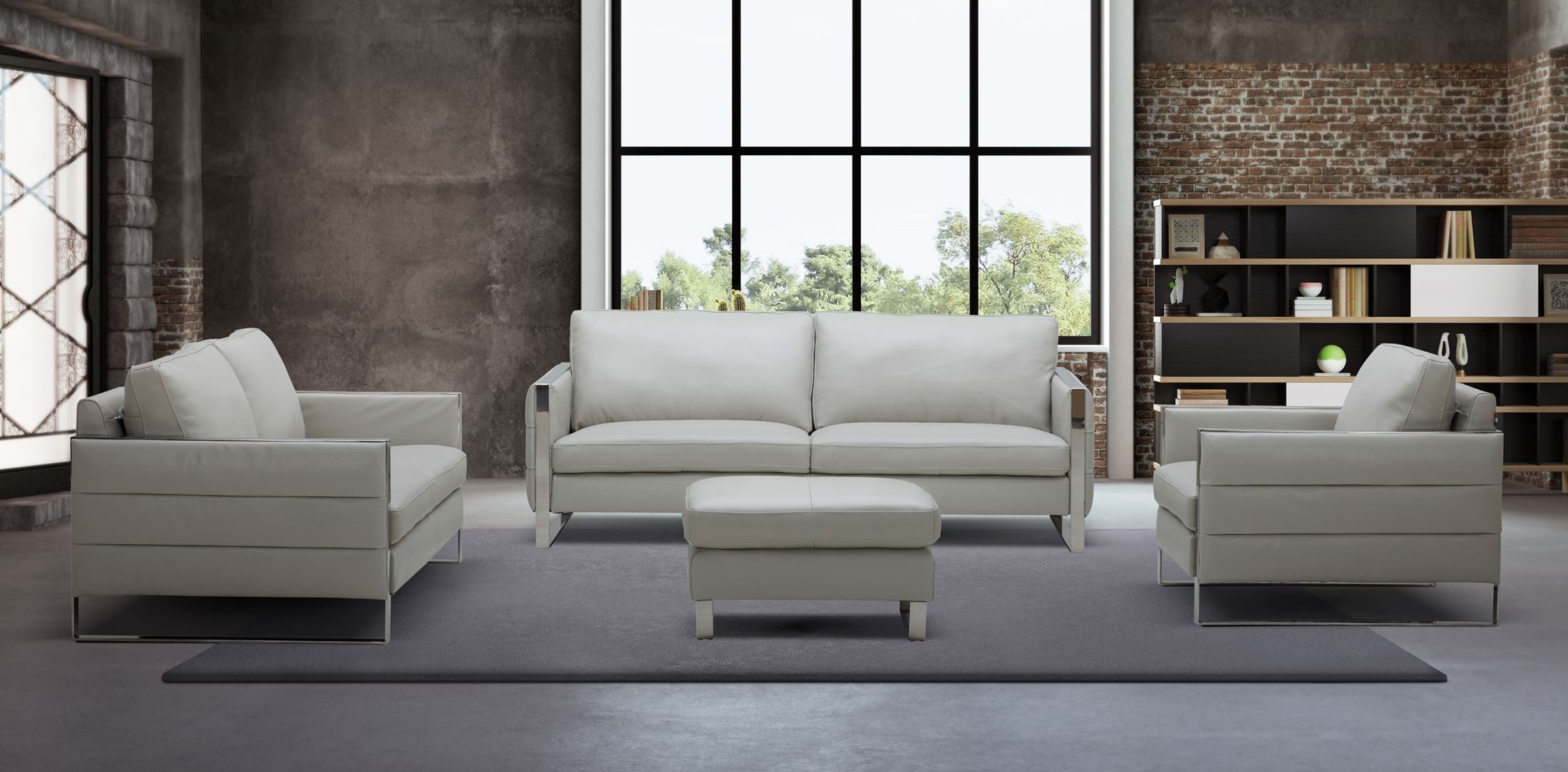Constantin Light Grey Leather Living Room Set from JNM | Coleman Furniture