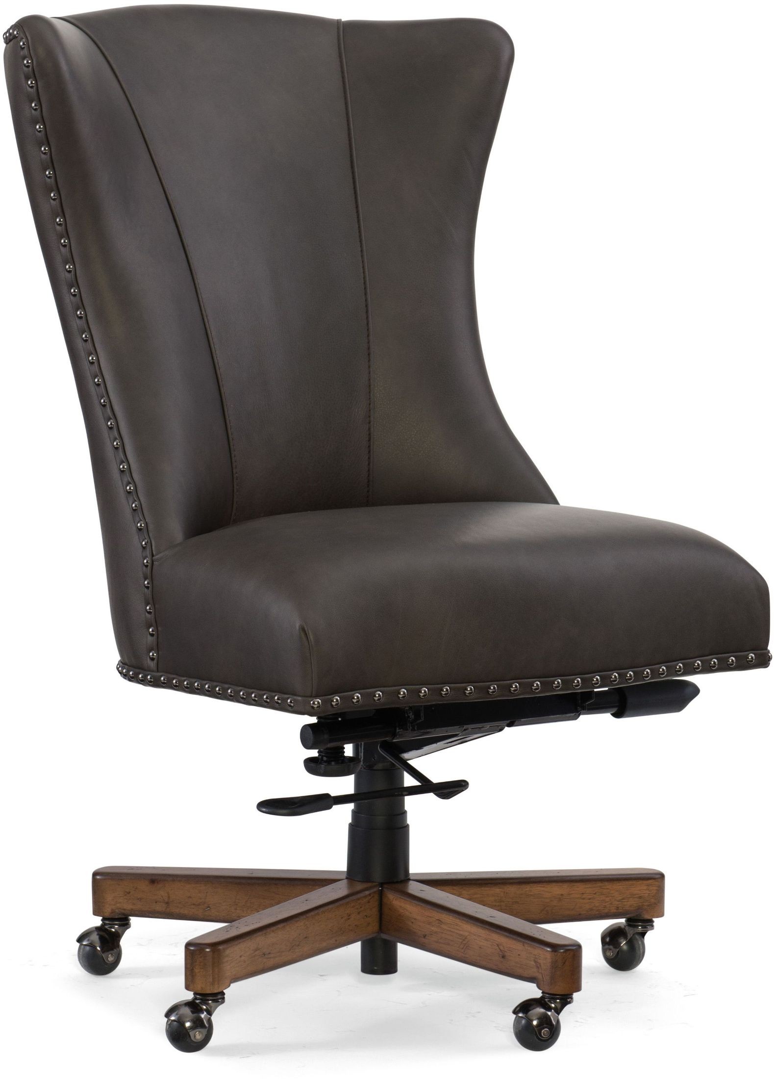 Lynn Gray Leather Home Office Swivel Chair from Hooker Coleman Furniture