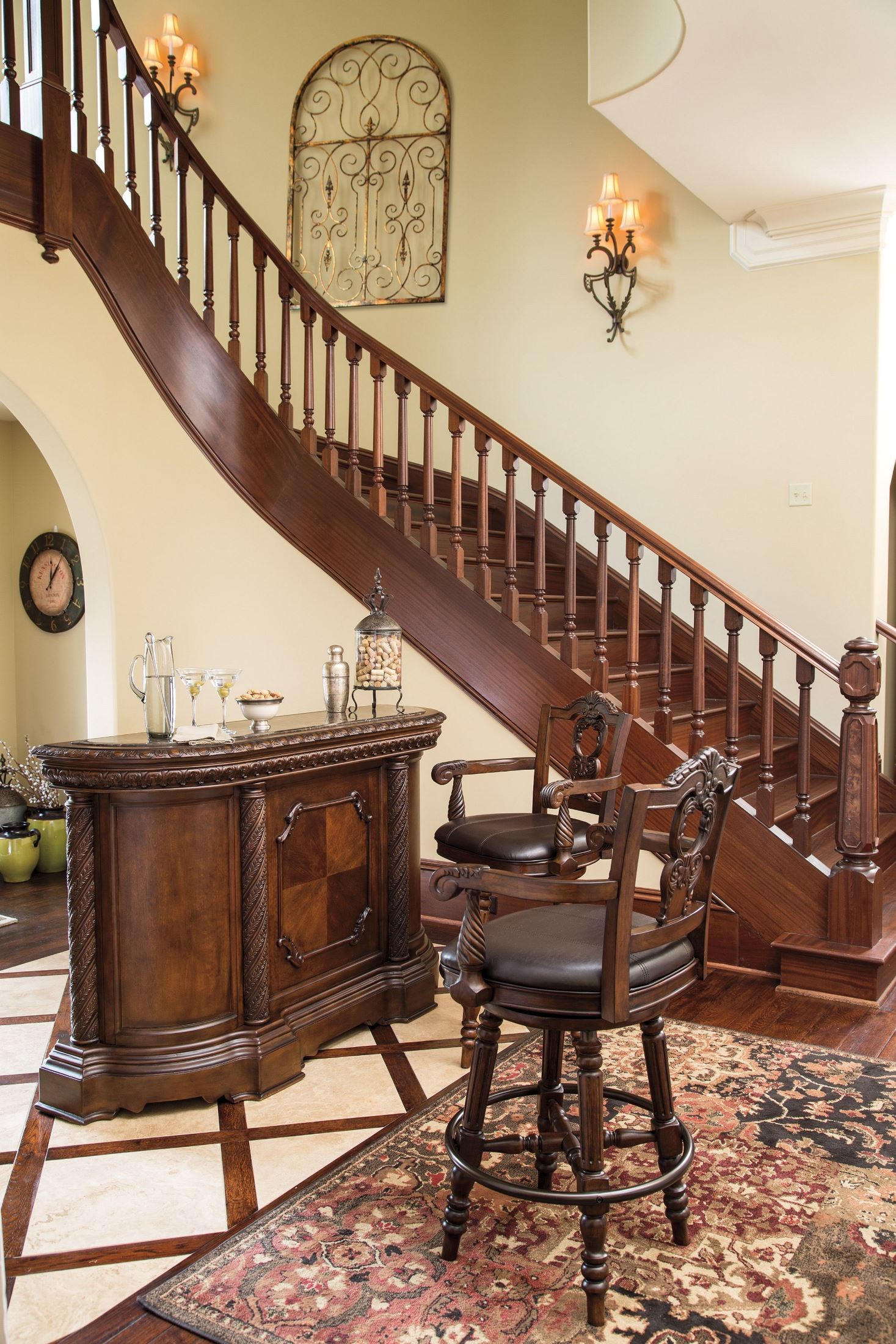 North Shore Marble Top Bar from Ashley (D55365) Coleman Furniture