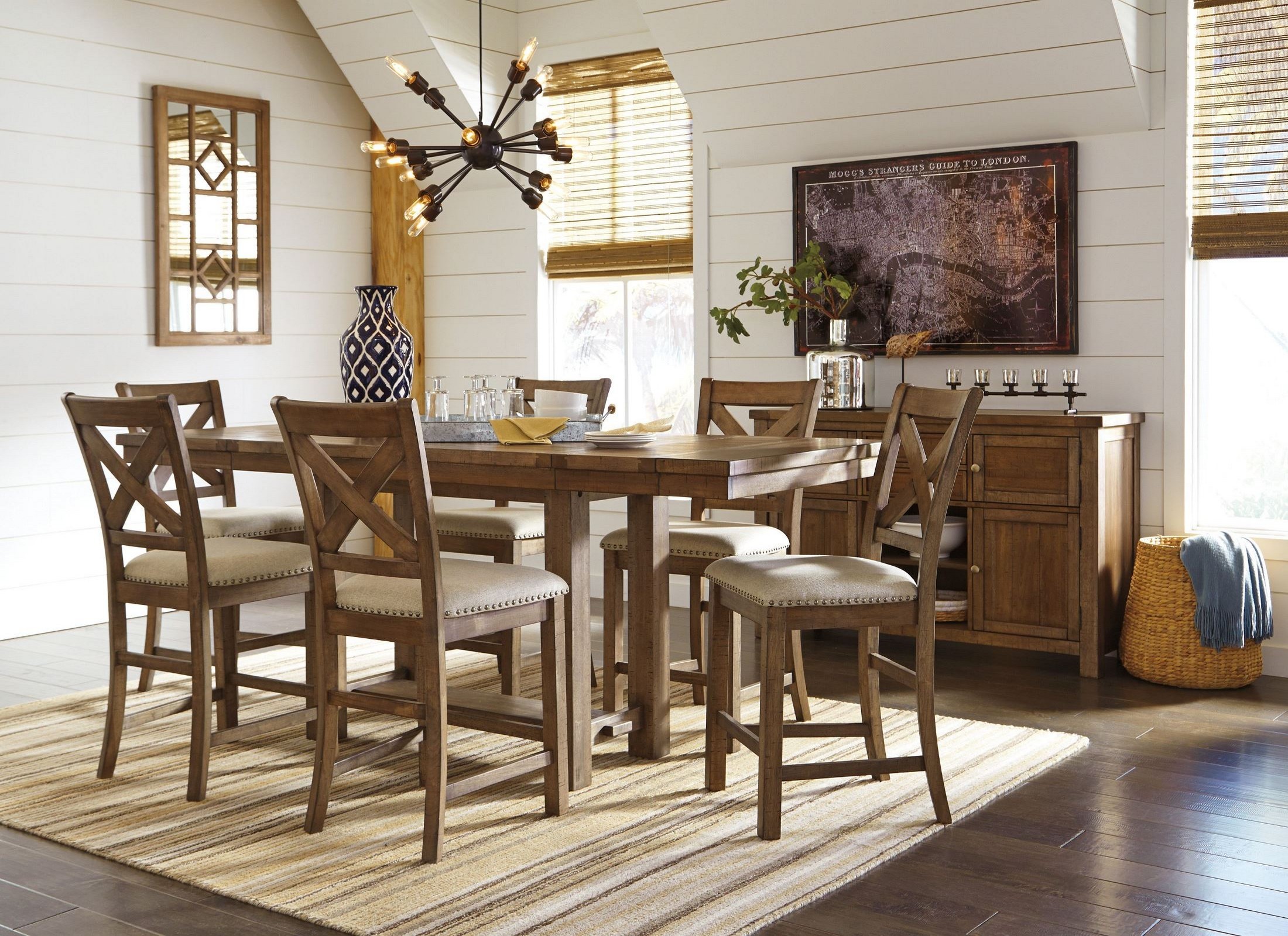 Moriville Gray Extendable Counter Height Dining Room Set From Ashley 