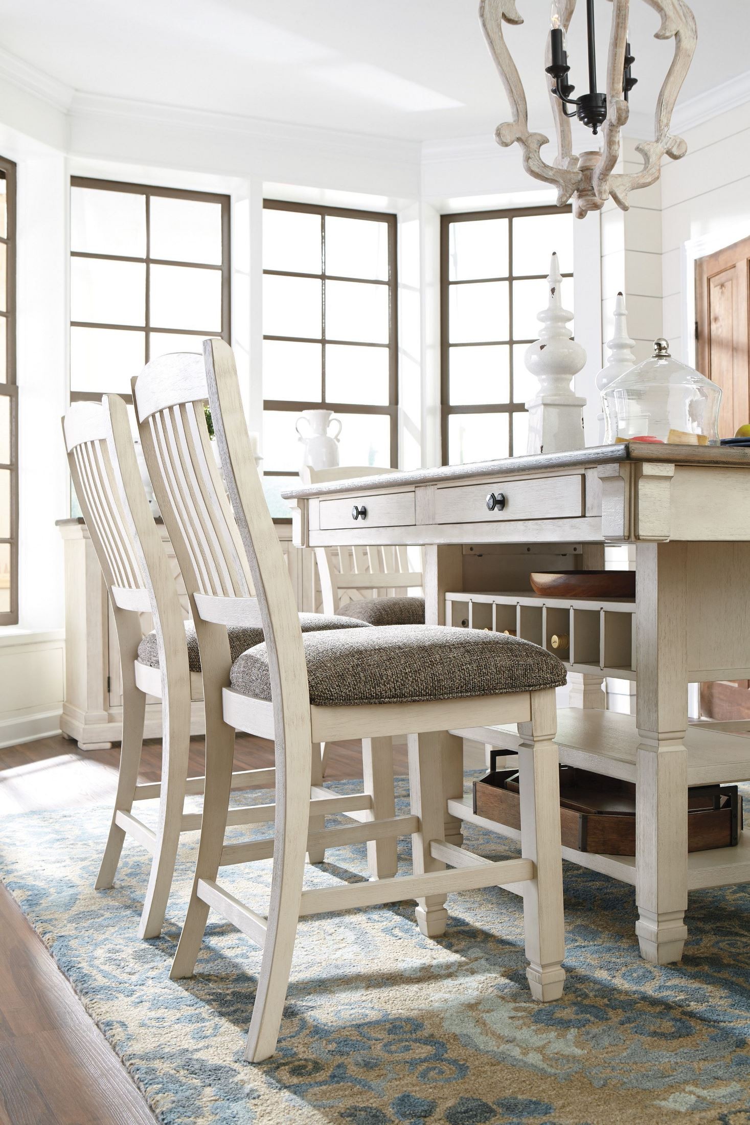 Bolanburg White and Gray Rectangular Counter Height Dining Room Set