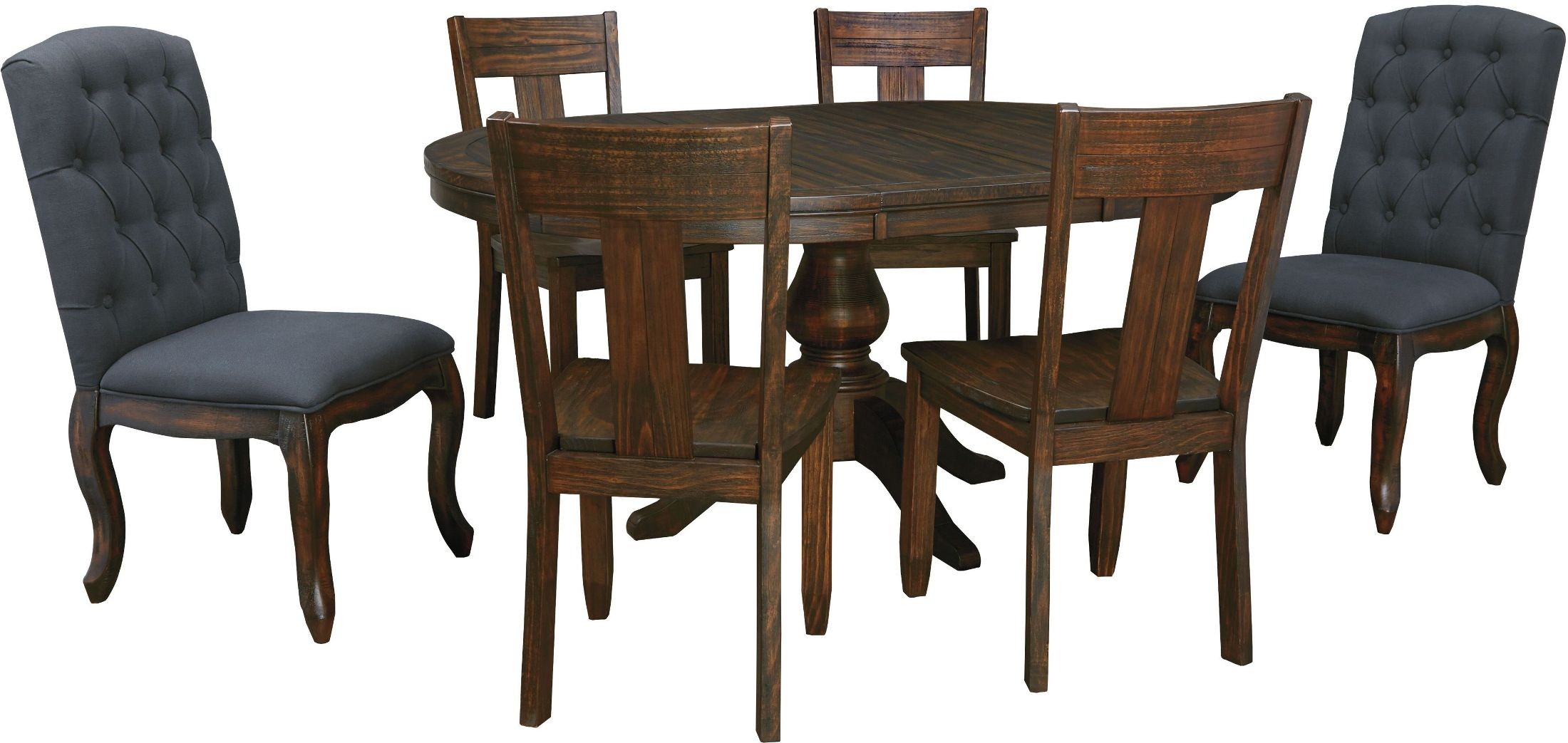 Trudell Dark Brown Round Extendable Pedestal Dining Room ...