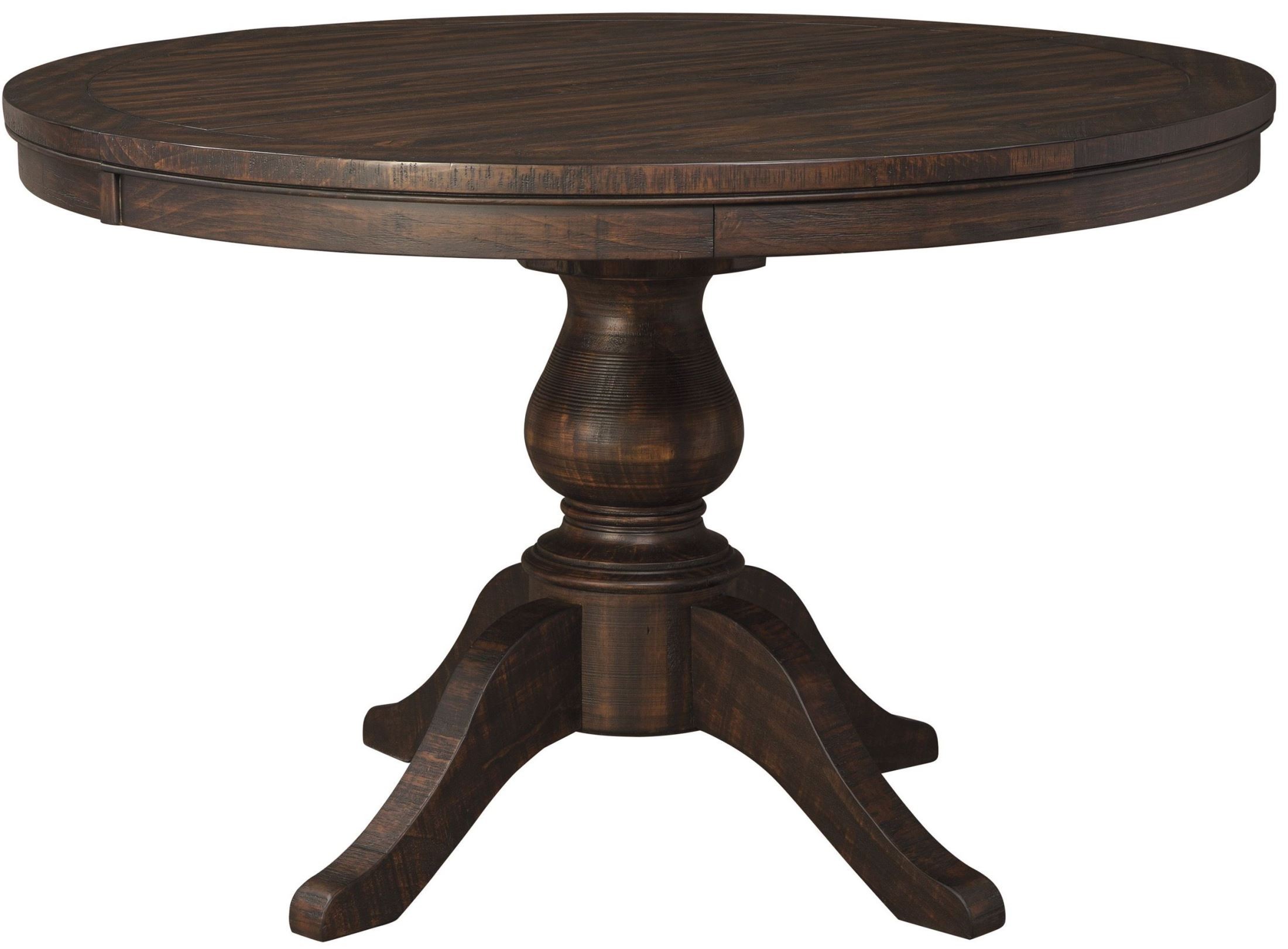 Trudell Dark Brown Round Extendable Pedestal Dining Table from Ashley