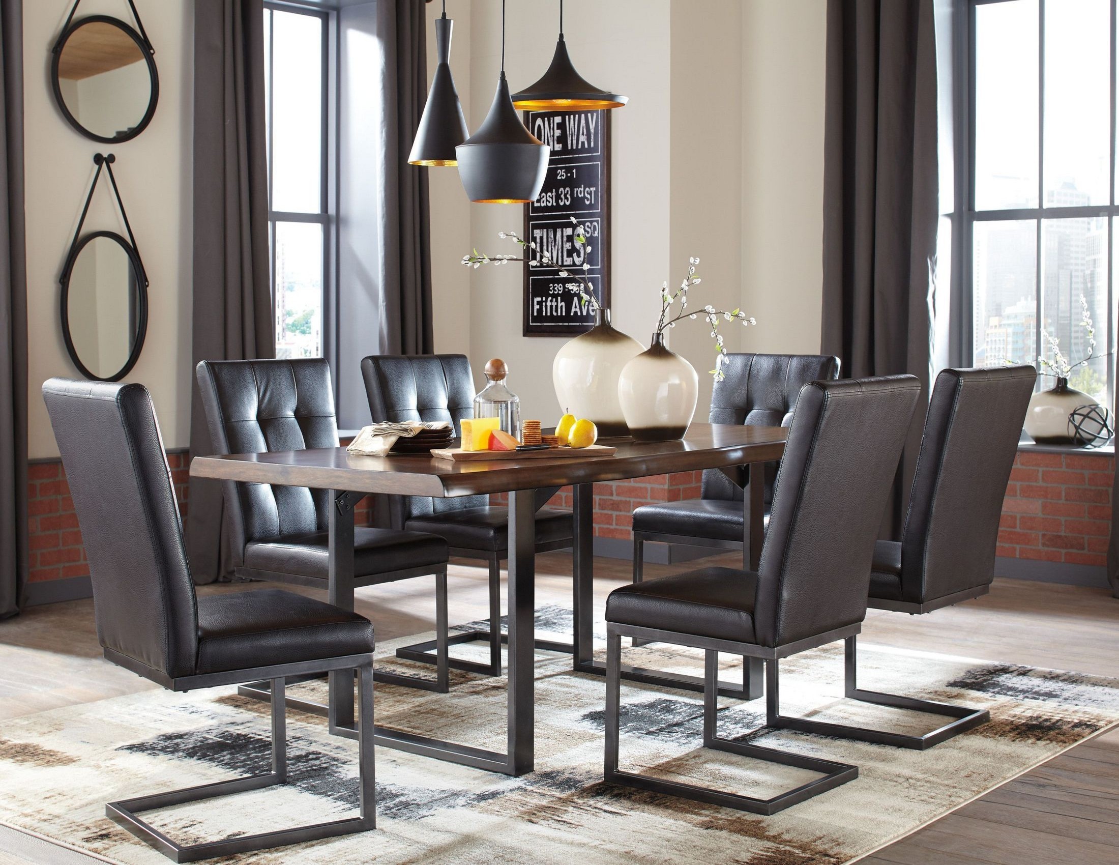 Esmarina Dark Brown Rectangular Dining Room Set from Ashley | Coleman