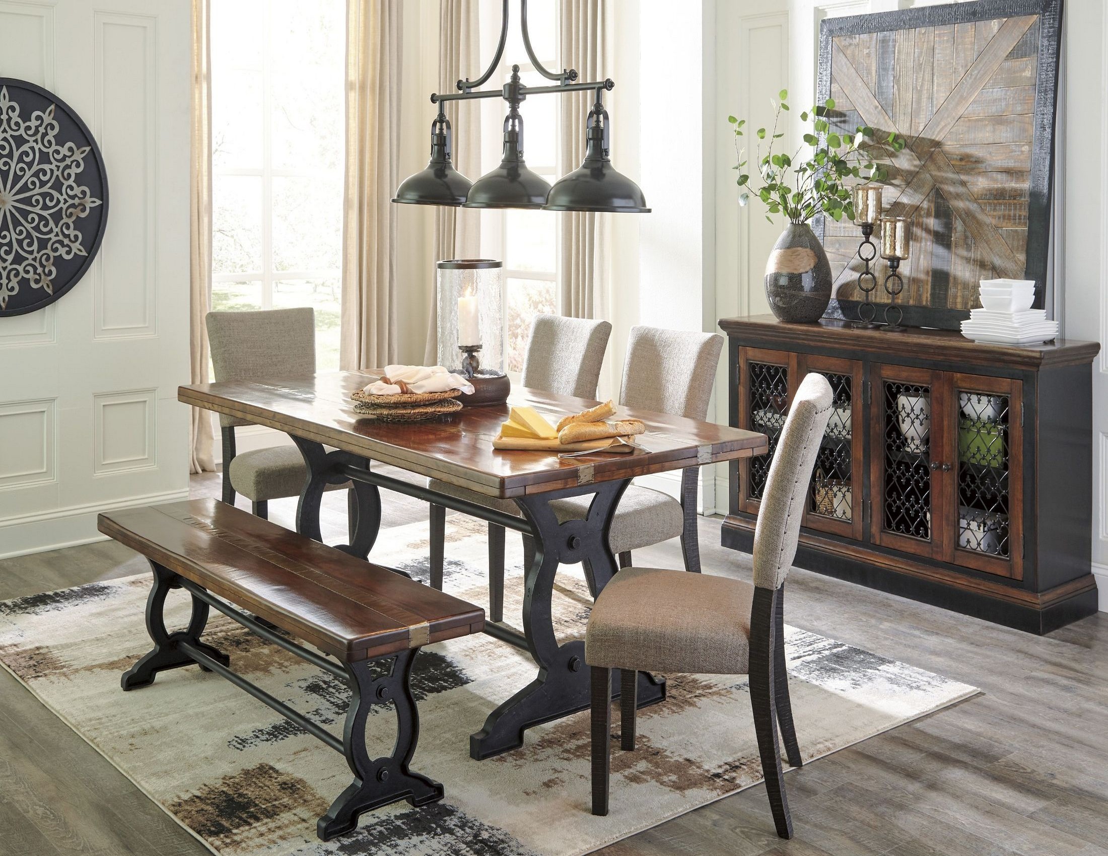 Zurani Brown and Black Rectangular Dining Room Set from Ashley