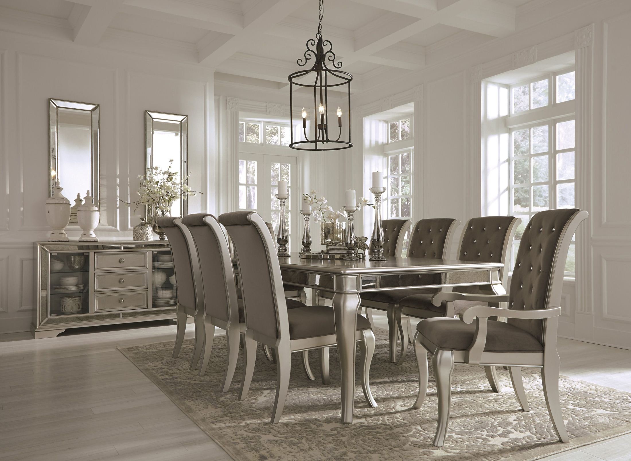 White And Silver Dining Room Set