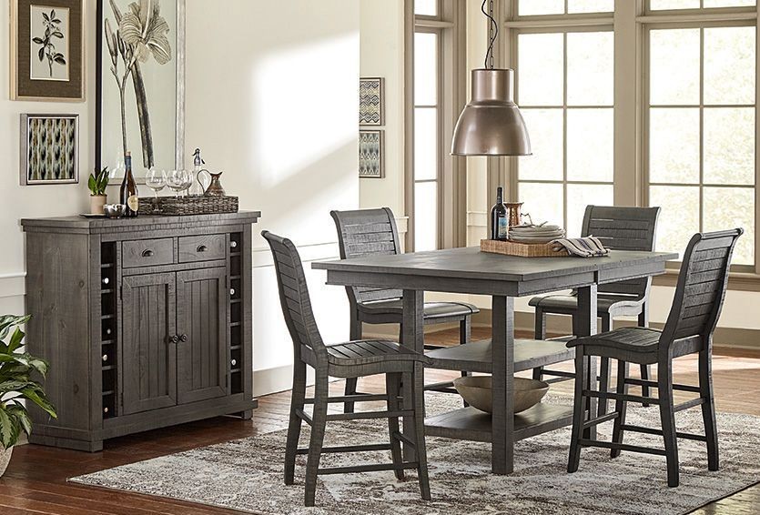 Willow Distressed Dark Gray Rectangular Counter Height ...