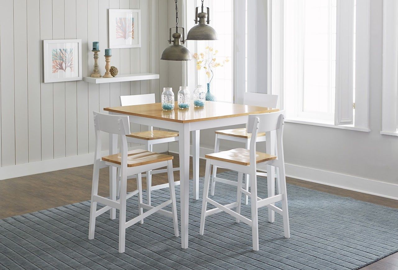 Christy Light Oak and White Counter Height Dining Room Set from