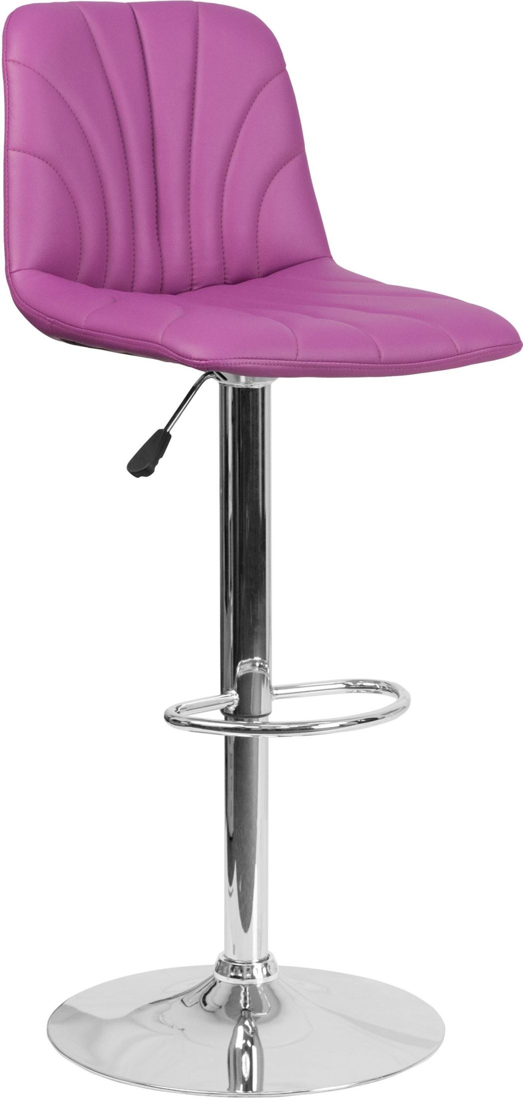 Contemporary Mid Back Purple Vinyl Adjustable Height Bar Stool from
