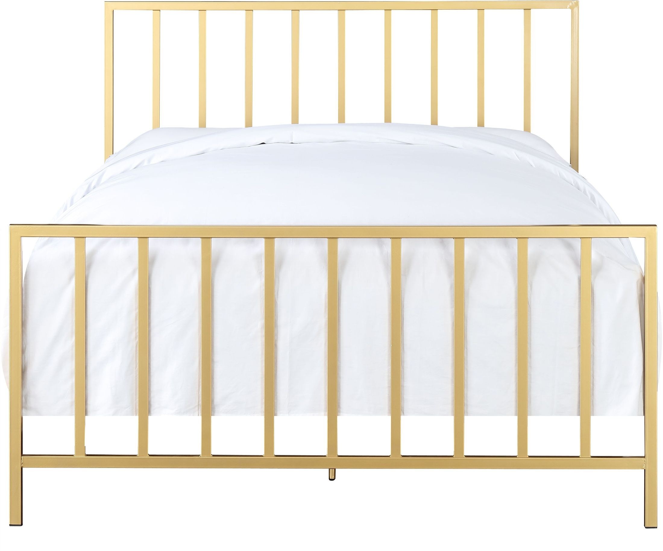 AllInOne Slat Style Brushed Gold Queen Metal Bed from Pulaski