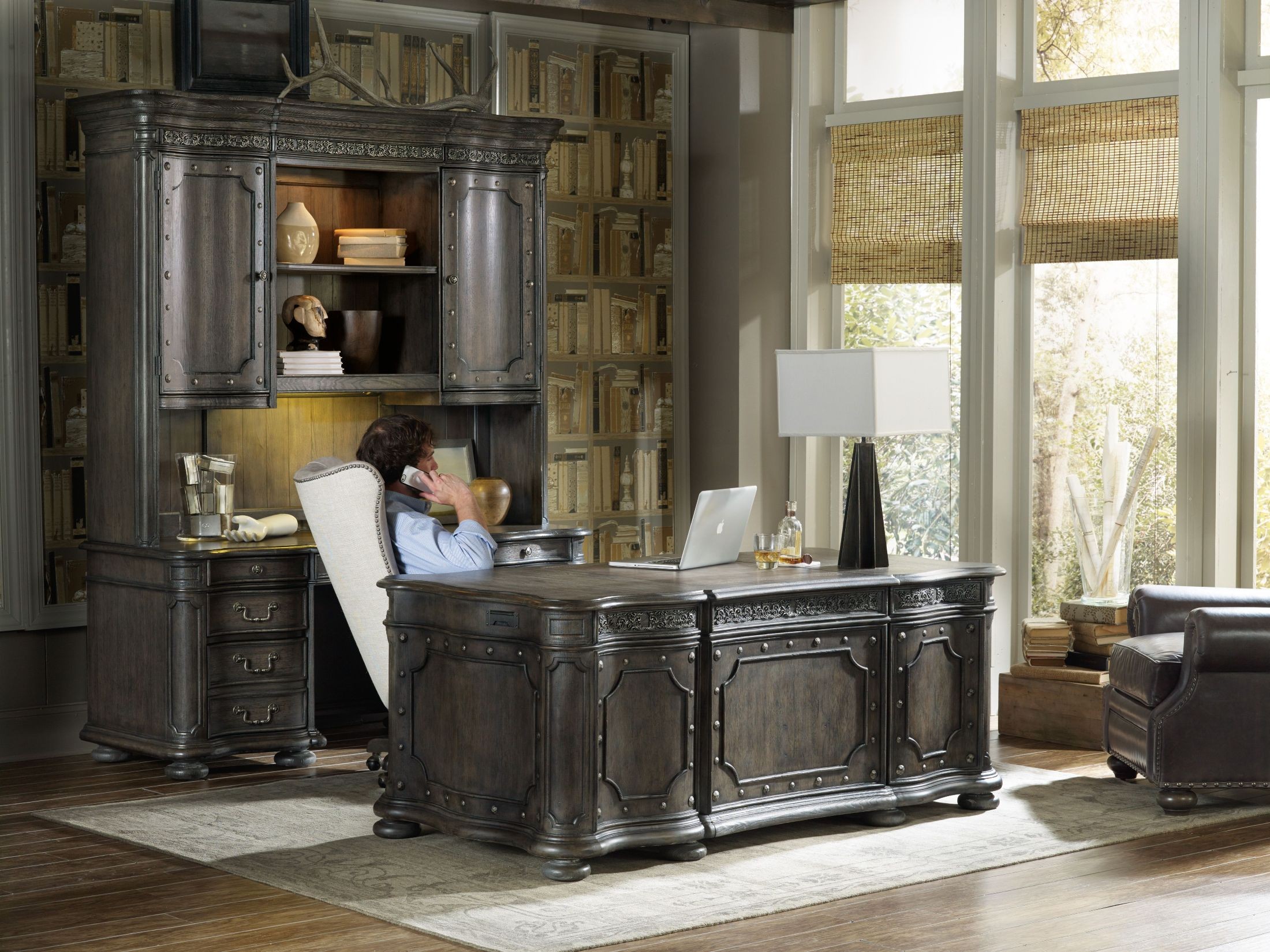 Vintage West Charcoal Gray Home Office Set from Hooker Coleman Furniture